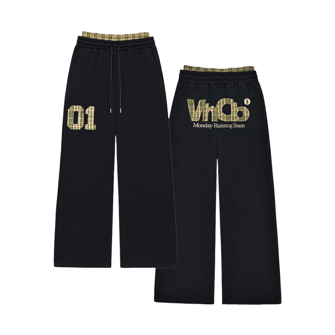 26FV007 VENHIT MRT Check Layered Sweatpants Black