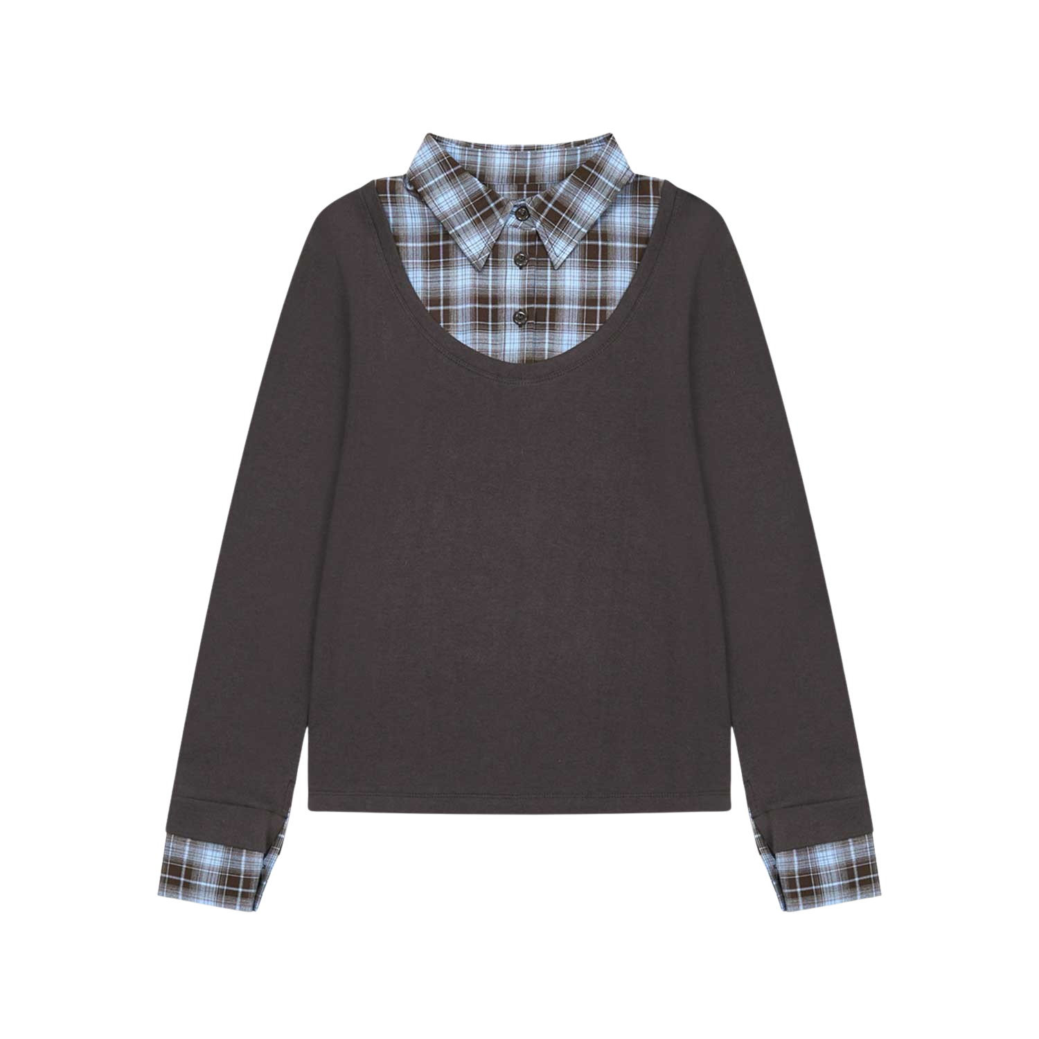 사파리스팟 레이어드 셔츠 롱슬리브 브라운/스카이(Safarispot Layered Shirt Long Sleeve Brown/Sky) - 1