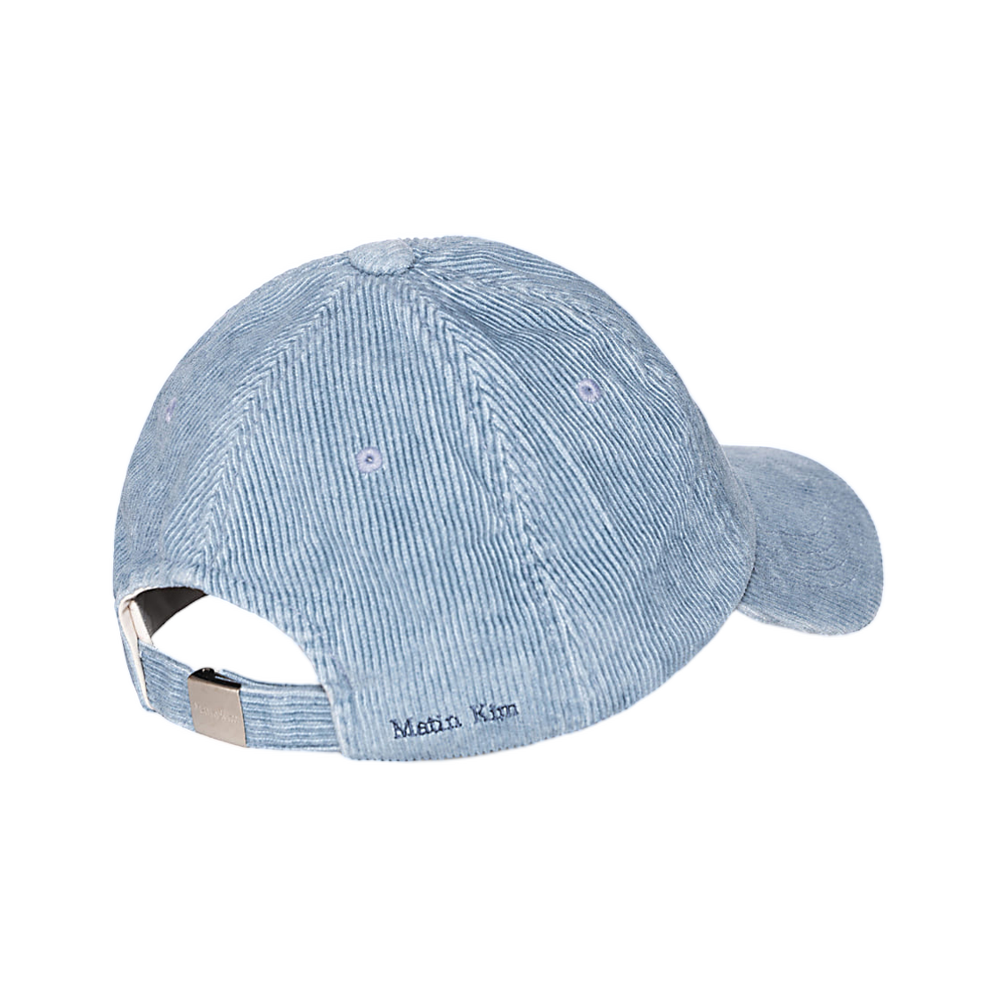 마뗑킴 크랙 스크립트 코듀로이 볼캡 라이트 블루(Matin Kim Cracked Script Corduroy Ball Cap In Light Blue) - 3
