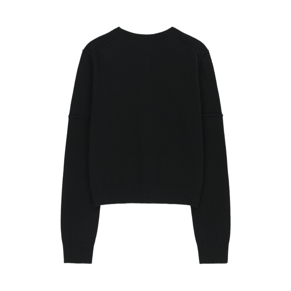 (W) 마뗑킴 캐시미어 블렌디드 컷라인 라운드 가디건 블랙((W) Matin Kim Cashmere Blended Cutline Round Cardigan In Black) - 2