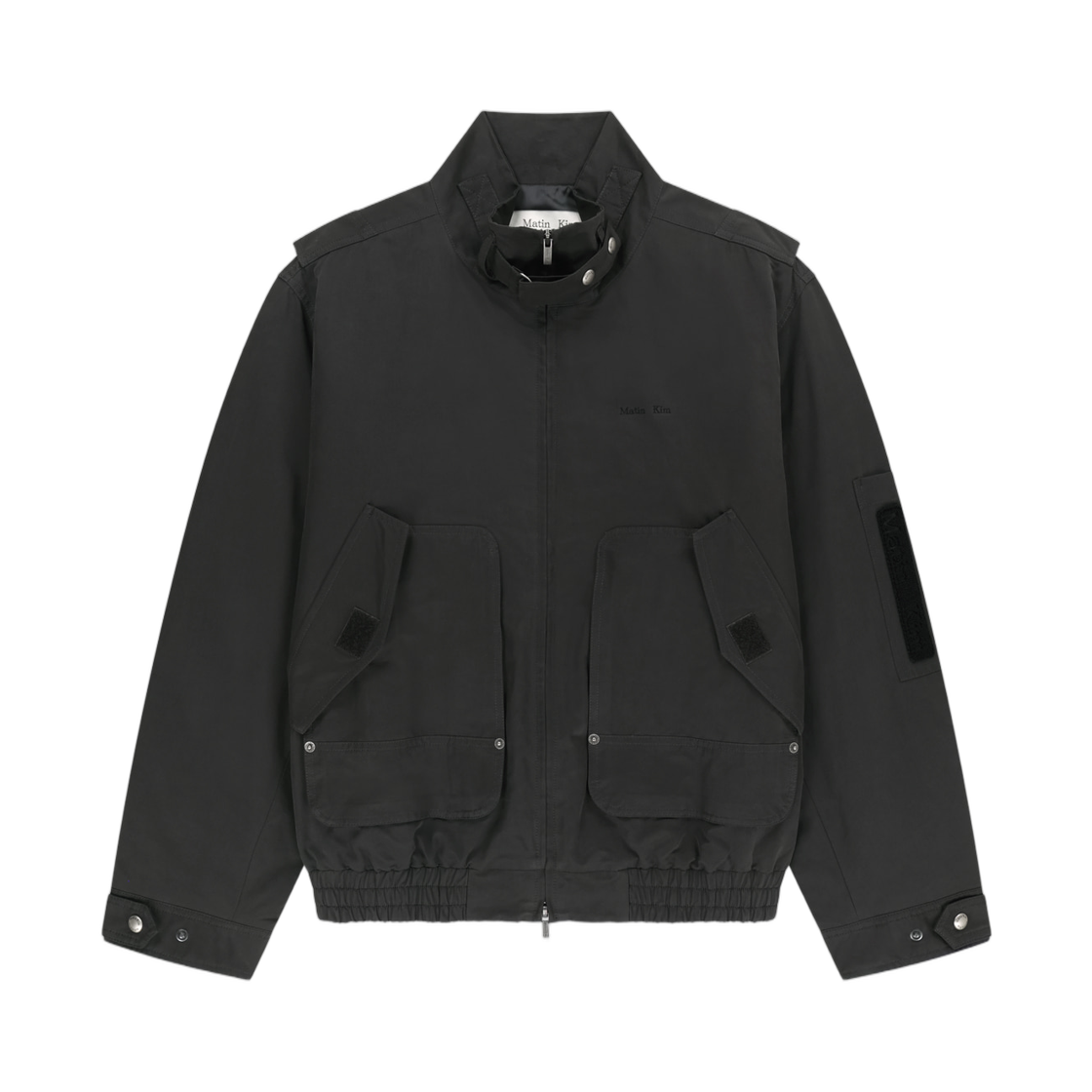 MK2677JP326UCH Matin Kim Buckle High Neck Utility Jumper In Charcoal