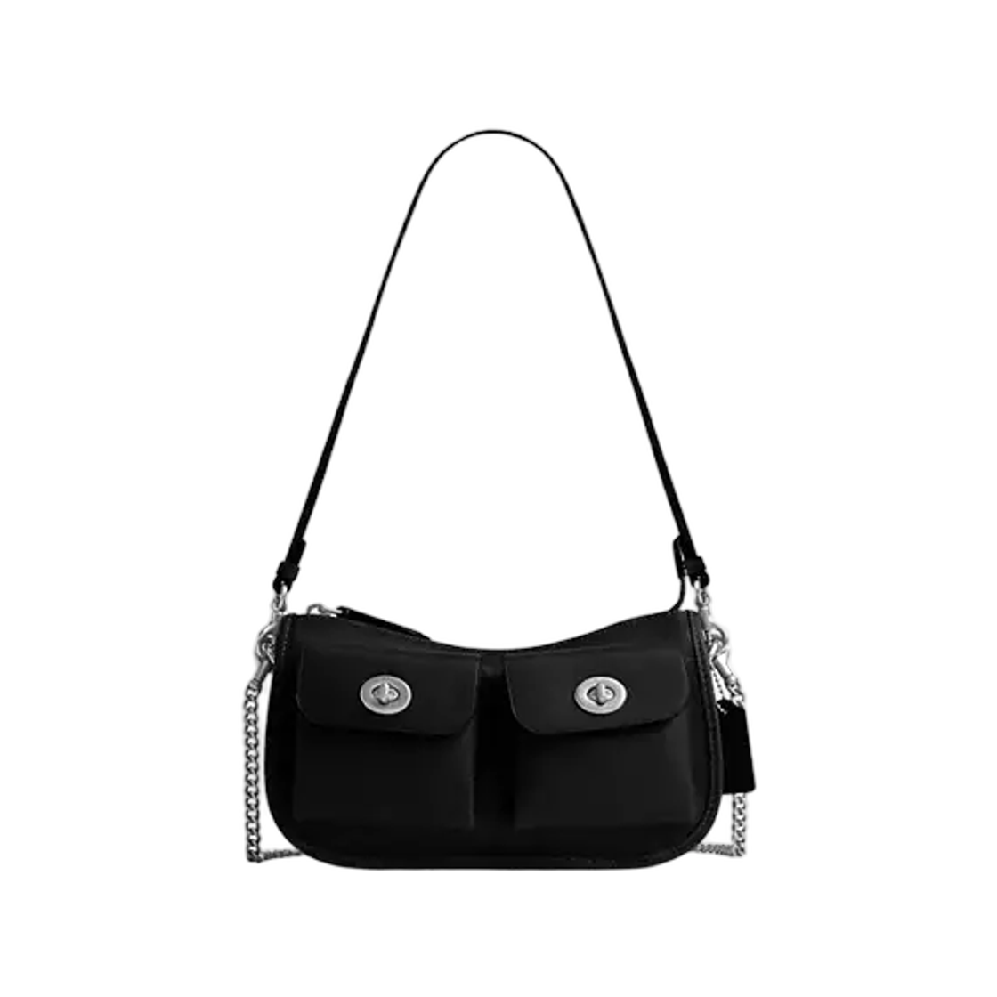 CDZ20-LHBLK Coach Twin Turnlock Waverly Bag Silver Black