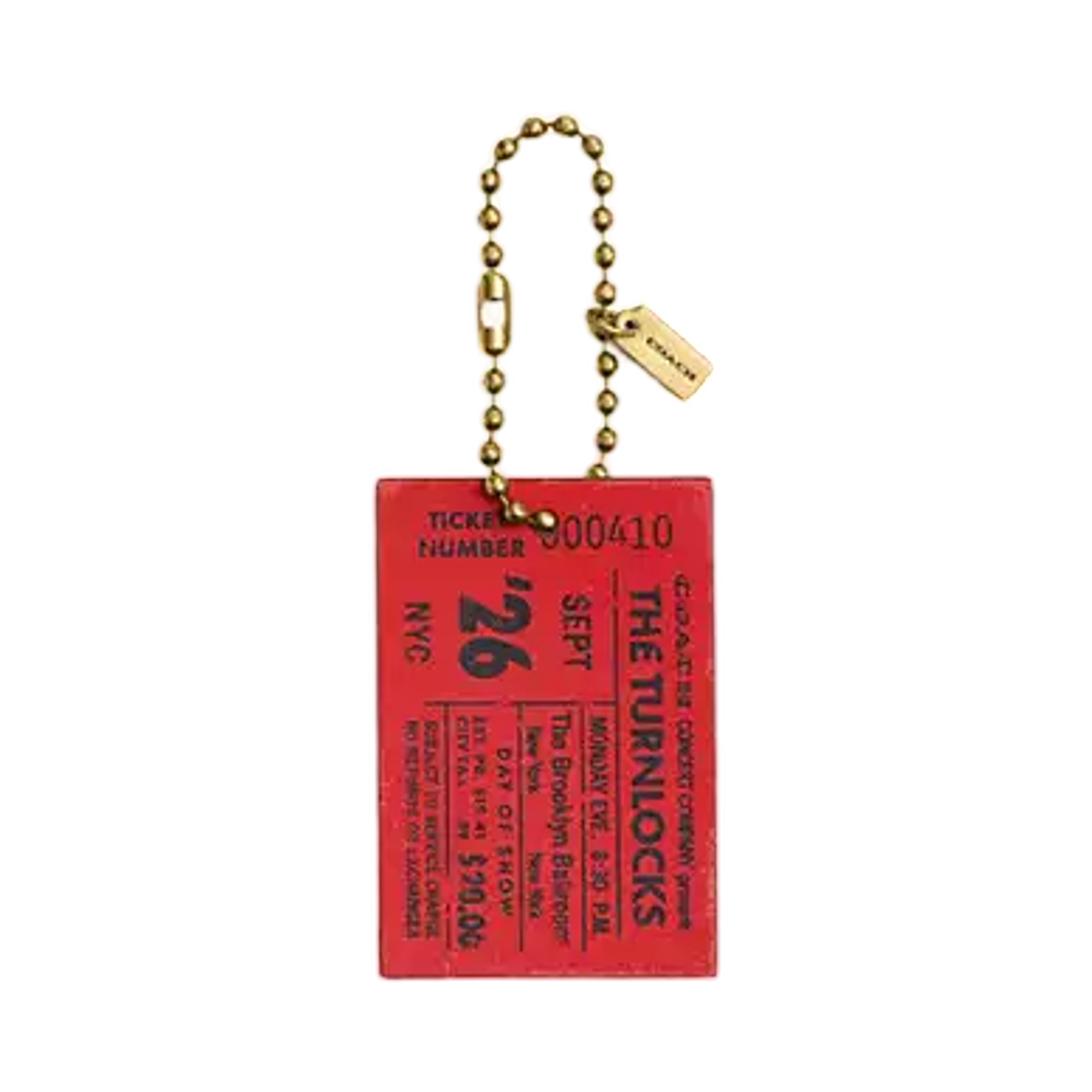 CHQ89-B4RCK Coach The Turnlocks Concert Ticket Bag Charm Brass Bright Poppy