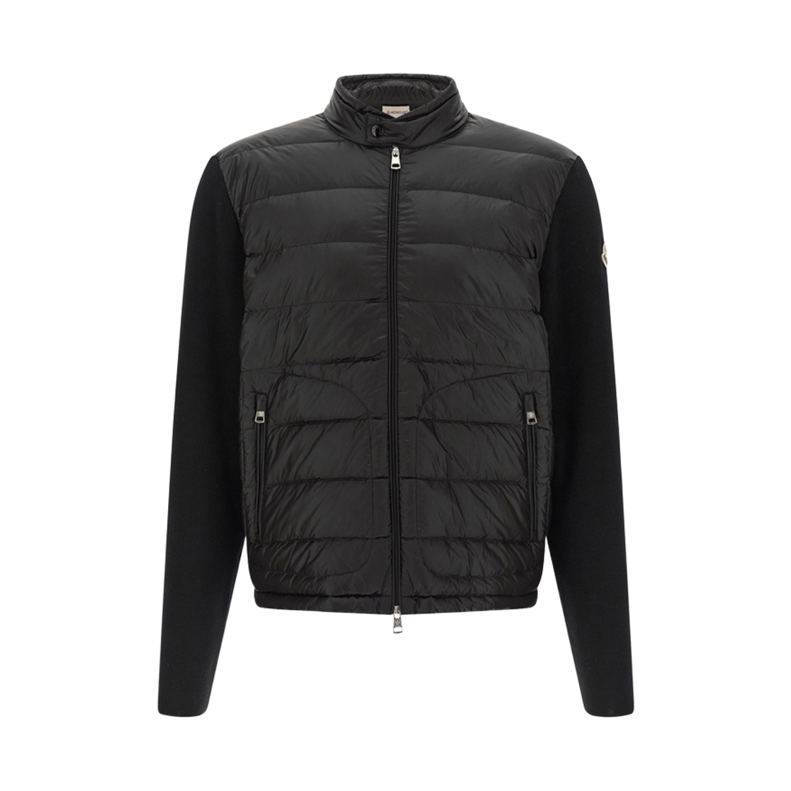9B000 18 M1131 999 [15% 쿠폰] Moncler Logo Patch Knit Mix Down Jacket Black - 26SS