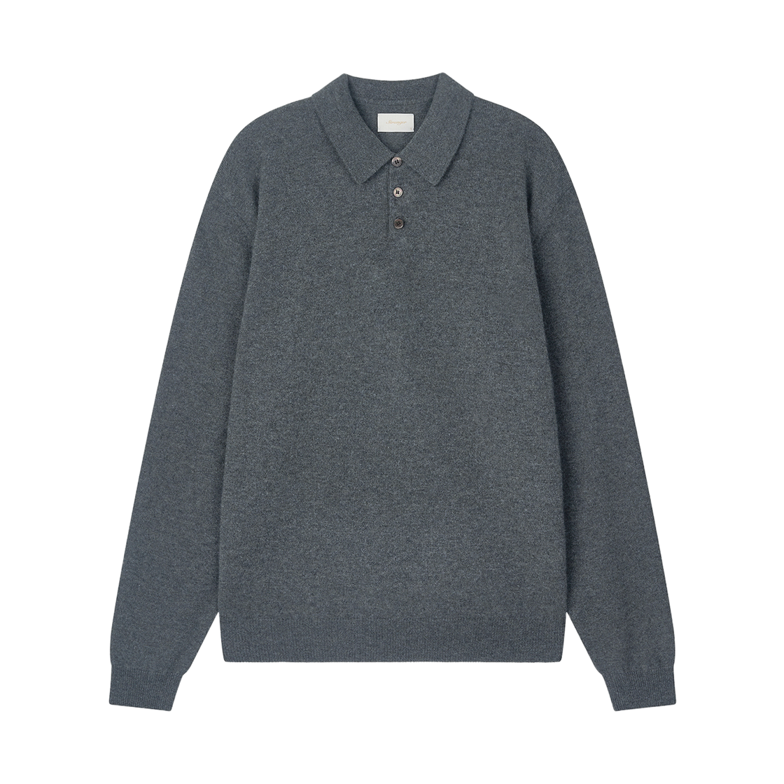 0026FRTM002 STRANGER Regular Fit Merino Wool Classic Polo Knit  Charcoal