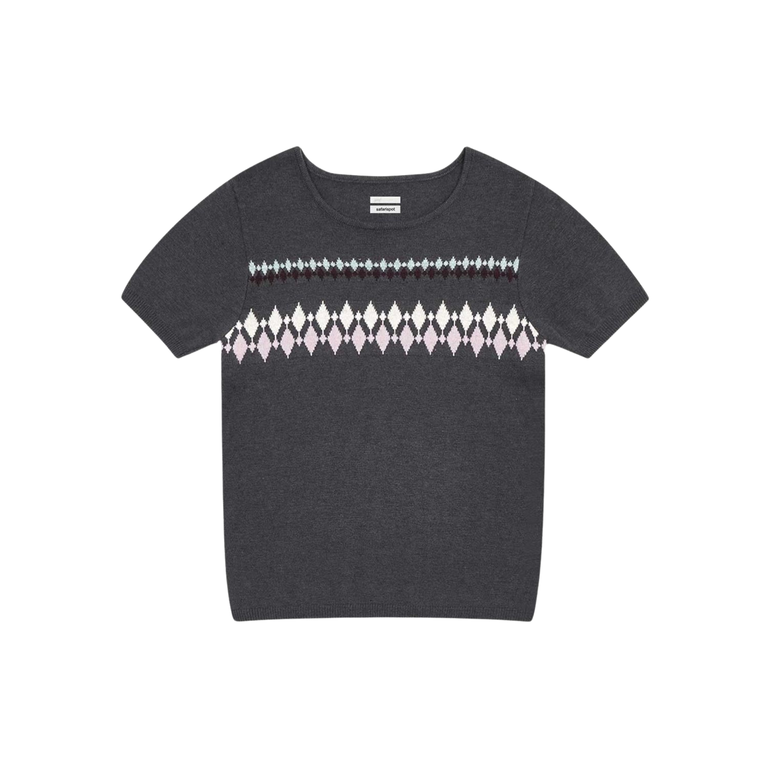 사파리스팟 체스트 패턴 하프 니트 차콜(Safarispot Chest Pattern Half Knit Charcoal)