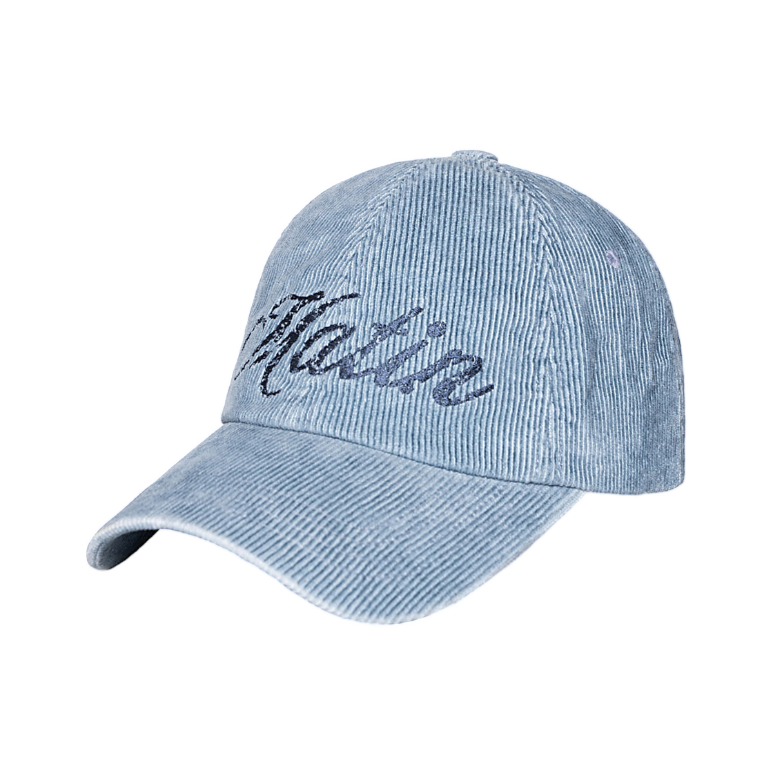 마뗑킴 크랙 스크립트 코듀로이 볼캡 라이트 블루(Matin Kim Cracked Script Corduroy Ball Cap In Light Blue) - 2