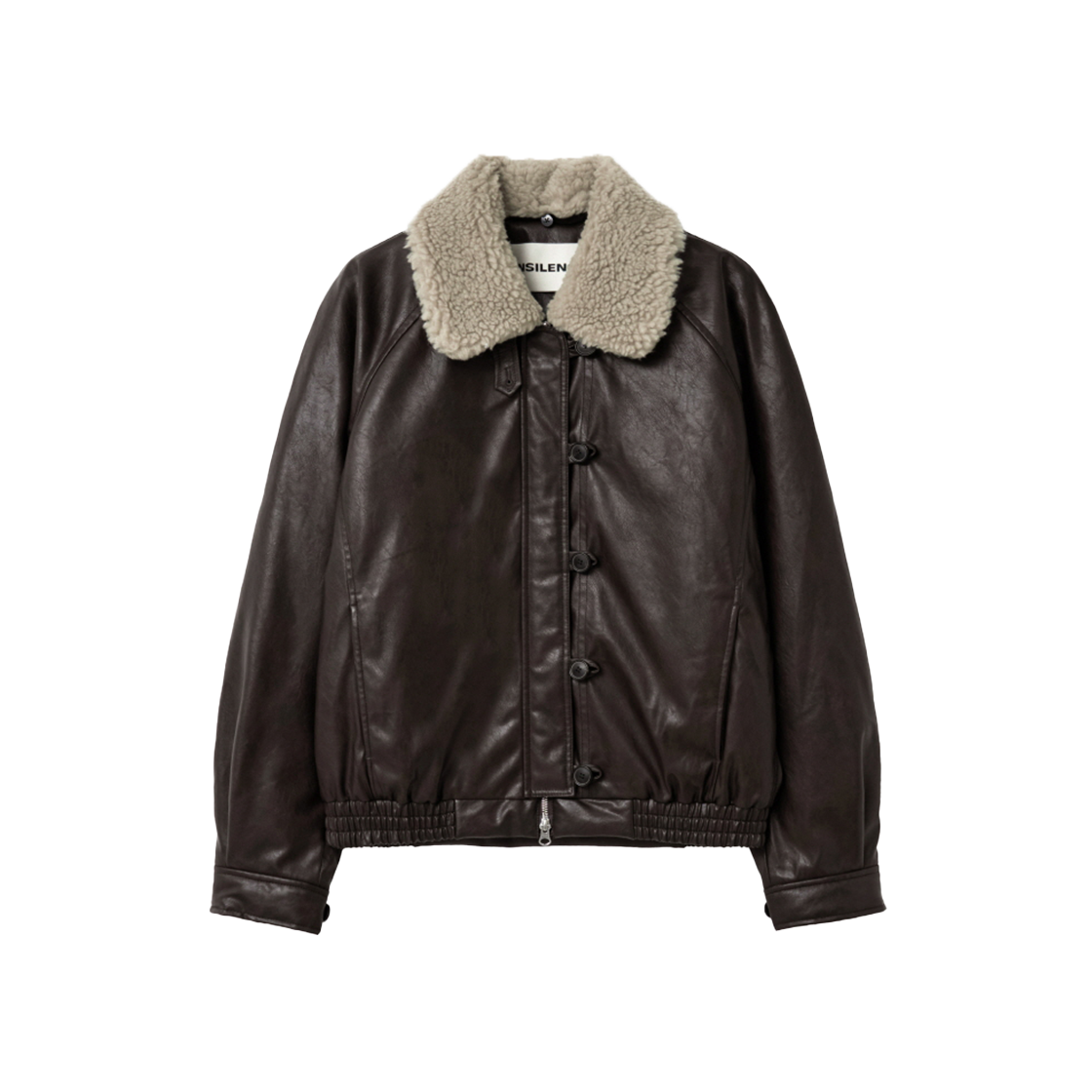 IW2F4JP23BR INSILENCE WOMEN Aviator Faux Leather Jacket BROWN