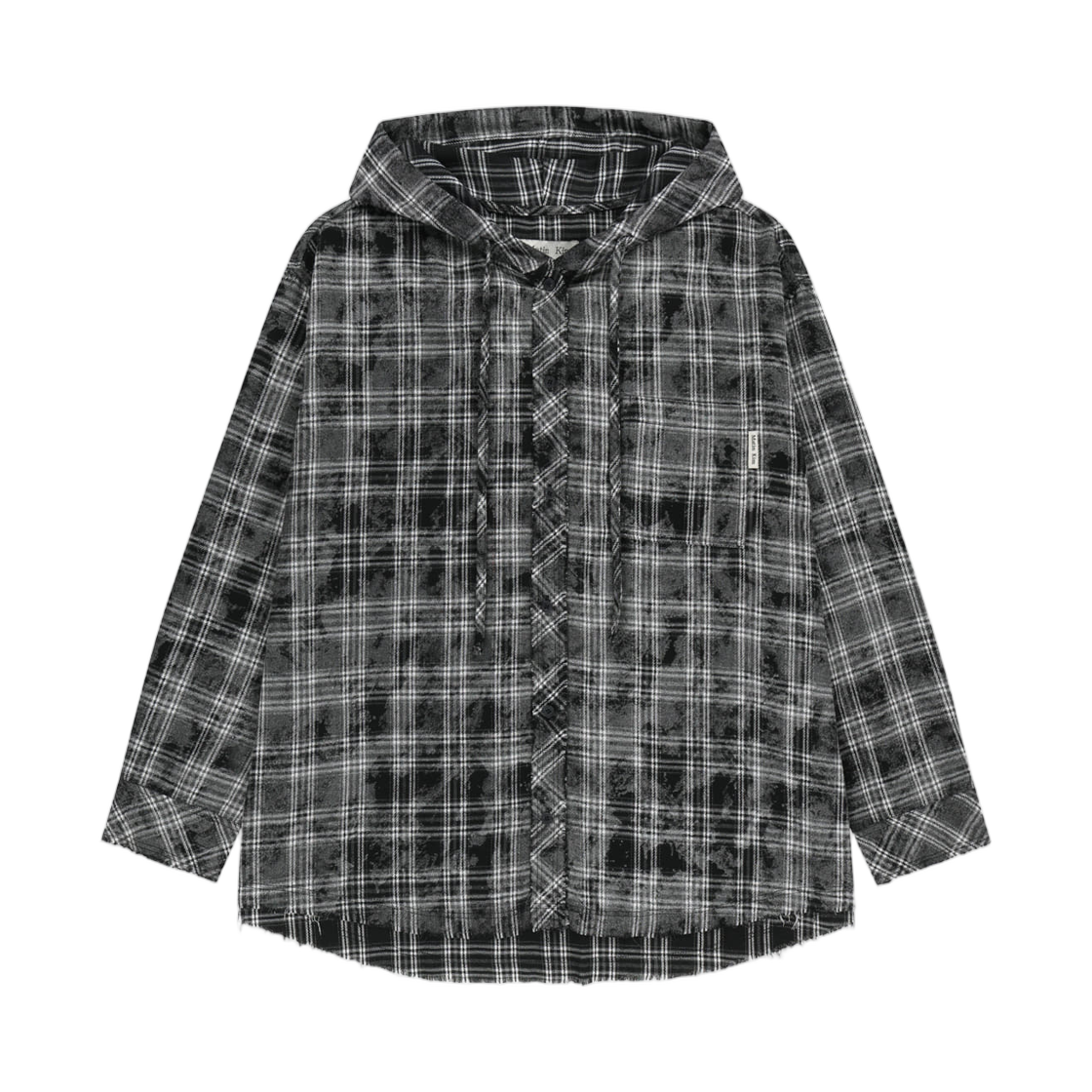 MK2677SH310UBB Matin Kim Raw Cut Check Hooded Shirt In Black