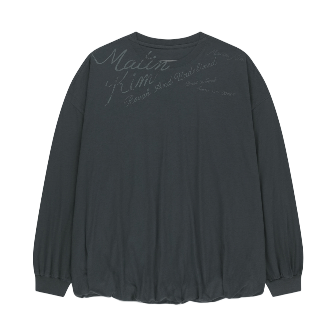 마뗑킴 블루종 헴 오버핏 탑 차콜(Matin Kim Blouson Hem Overfit Top In Charcoal) - 2
