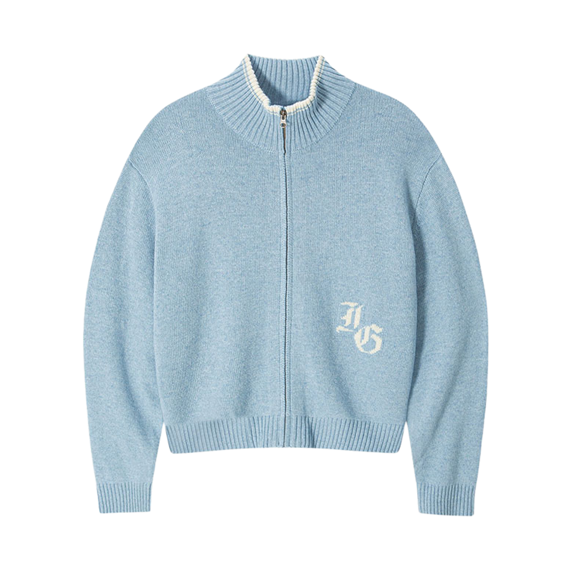 IG26FKN018LB INSANE GARAGE Basic Full Zip-Up Knit_Light Blue