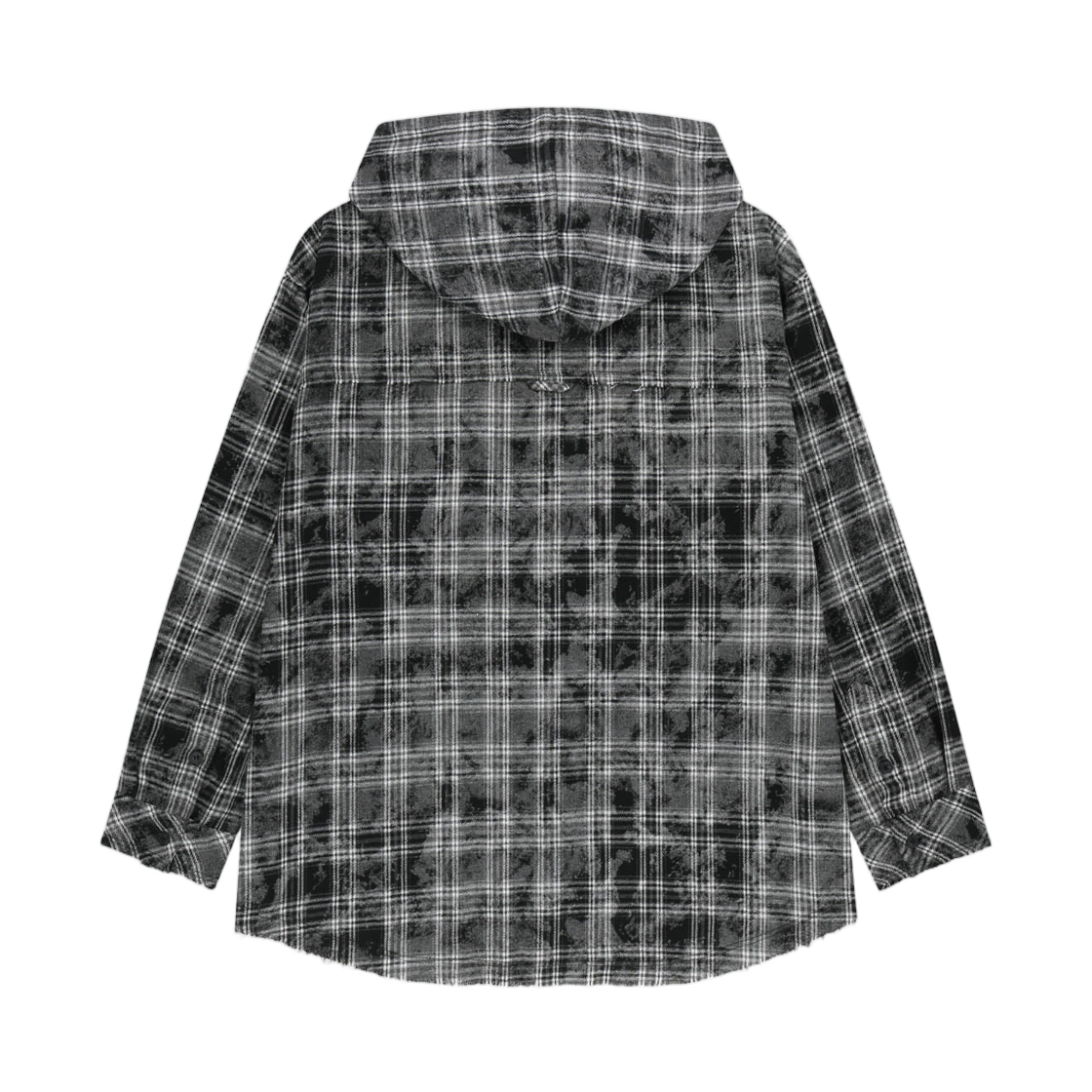 마뗑킴 로우 컷 체크 후드 셔츠 블랙(Matin Kim Raw Cut Check Hooded Shirt In Black) - 2