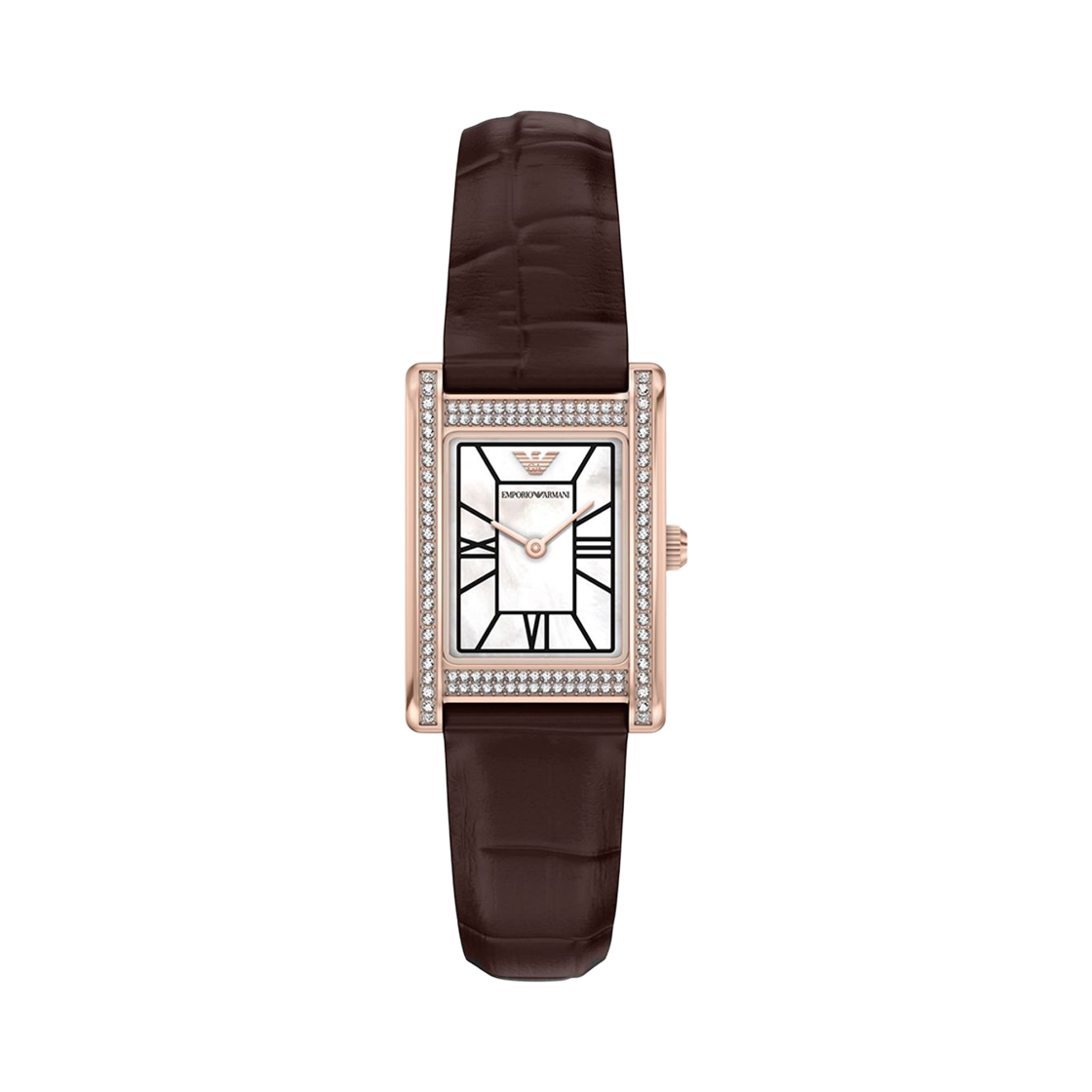 AR11804 (W) Emporio Armani Quartz Square Leather 23mm Brown