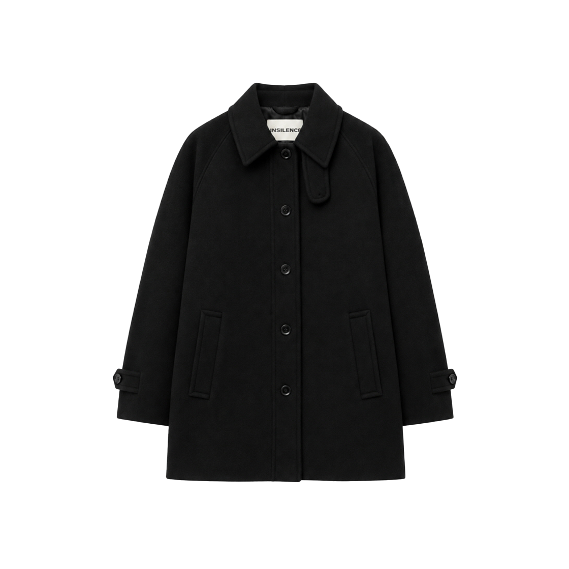 인사일런스우먼 소프트 하프 발마칸 코트 블랙(INSILENCE WOMEN Soft Half Balmacaan Coat BLACK) - 1