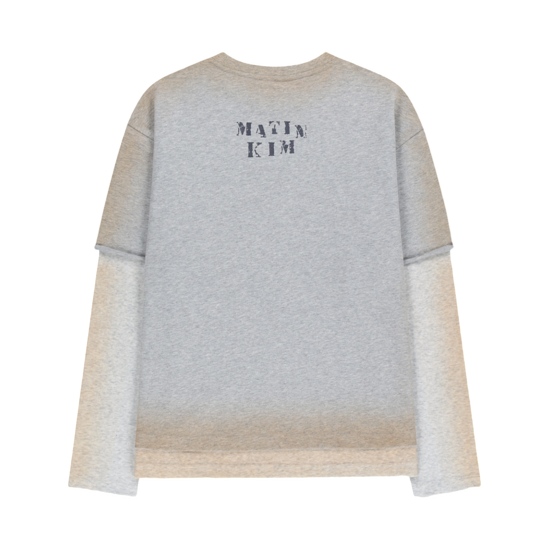 마뗑킴 더스트 워시드 로고 레이어드 탑 그레이(Matin Kim Dust Washed Logo Layered Top In Grey) - 2