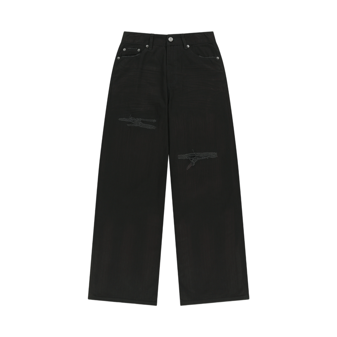 MK2677DN028MBB (W) Matin Kim Distressed Herringbone Wide Pants In Black