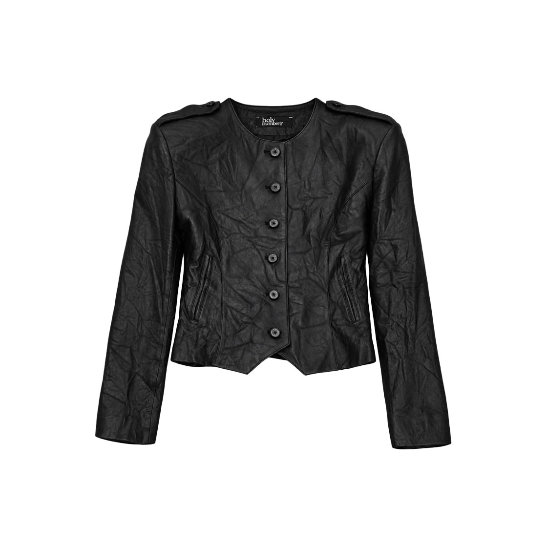 SJA2FC62WSB000 Holy Number 7 Epaulet Textured Lambskin Jacket
