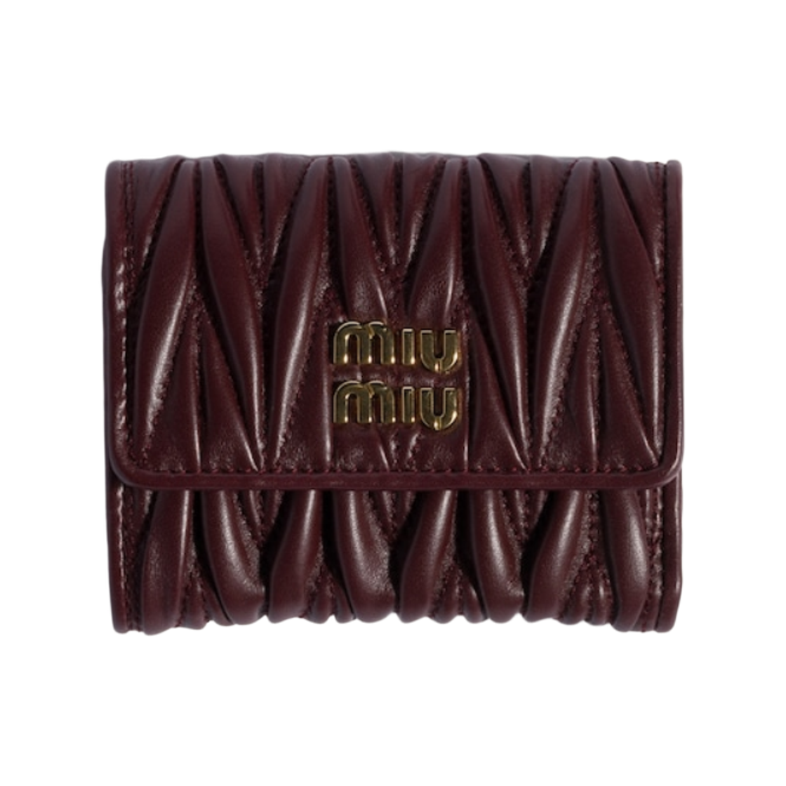 5MH058-AFPP-F0007 Miu Miu Matelasse Nappa Leather Small Wallet Burgundy