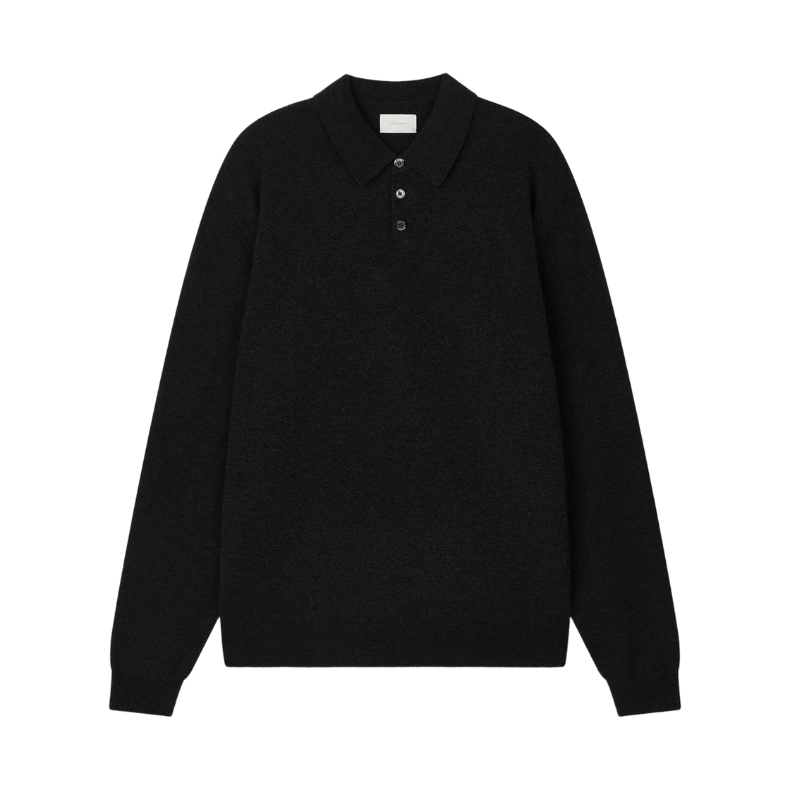스트레인저 레귤러 핏 메리노 울 클래식 폴로 니트  블랙(STRANGER Regular Fit Merino Wool Classic Polo Knit  Black) - 1