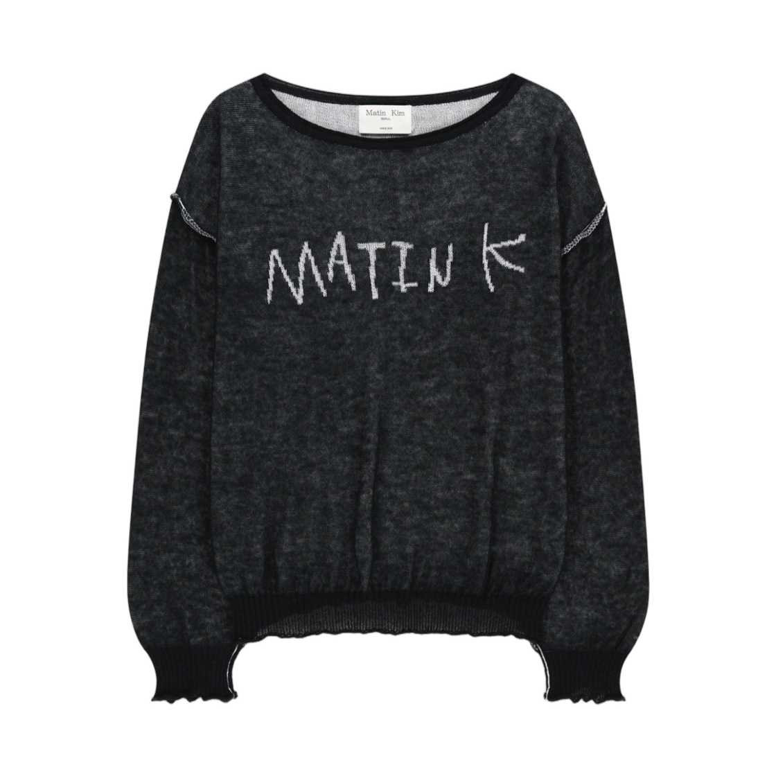 MK269OPO037MBB (W) Matin Kim Dual Tone Knit Pullover In Black