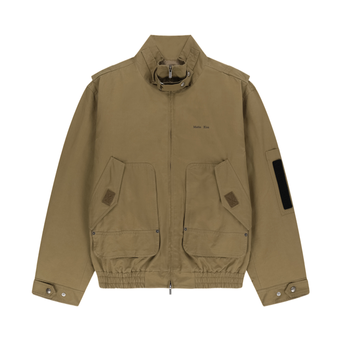 MK2677JP326UKH Matin Kim Buckle High Neck Utility Jumper In Khaki