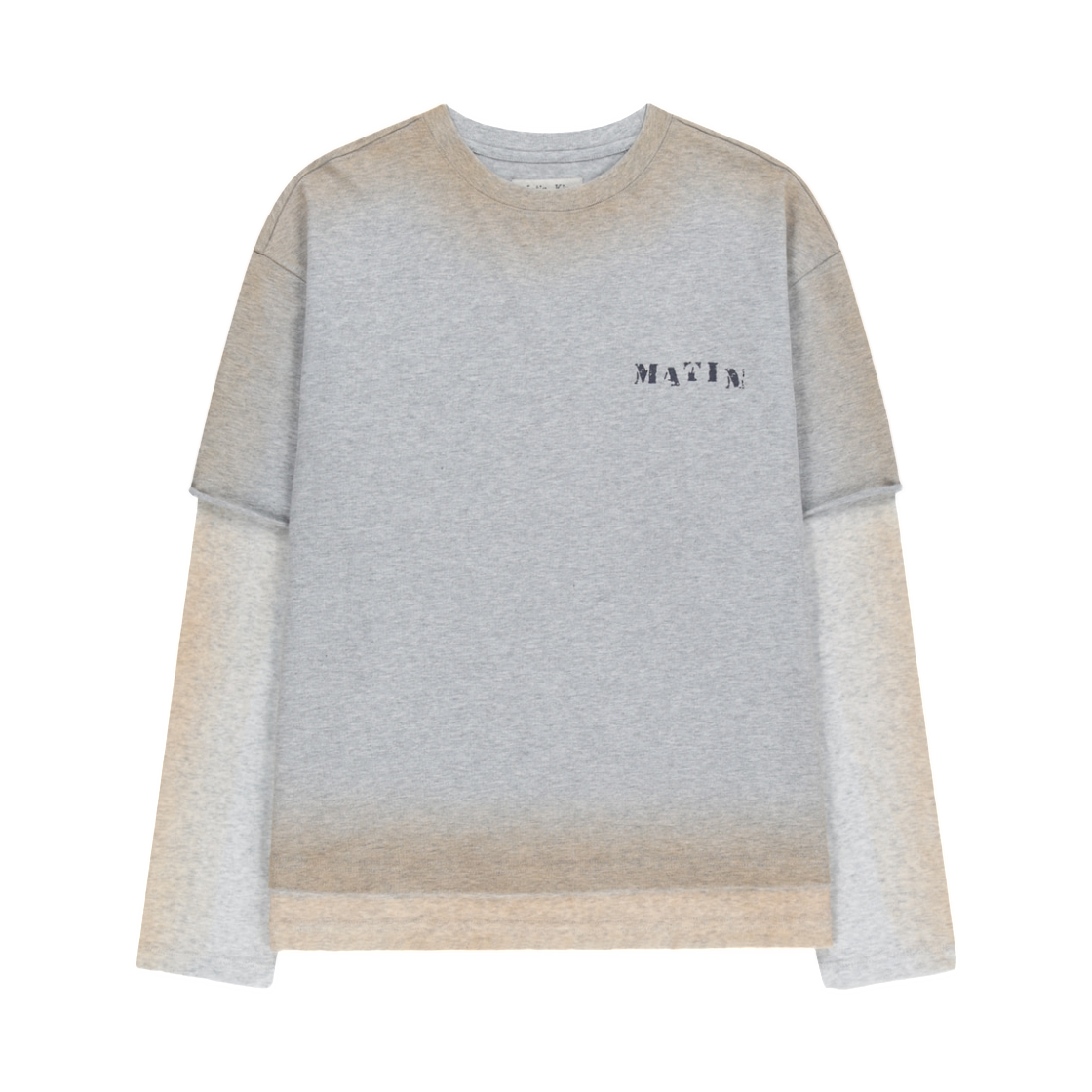MK269OTS370UGY Matin Kim Dust Washed Logo Layered Top In Grey