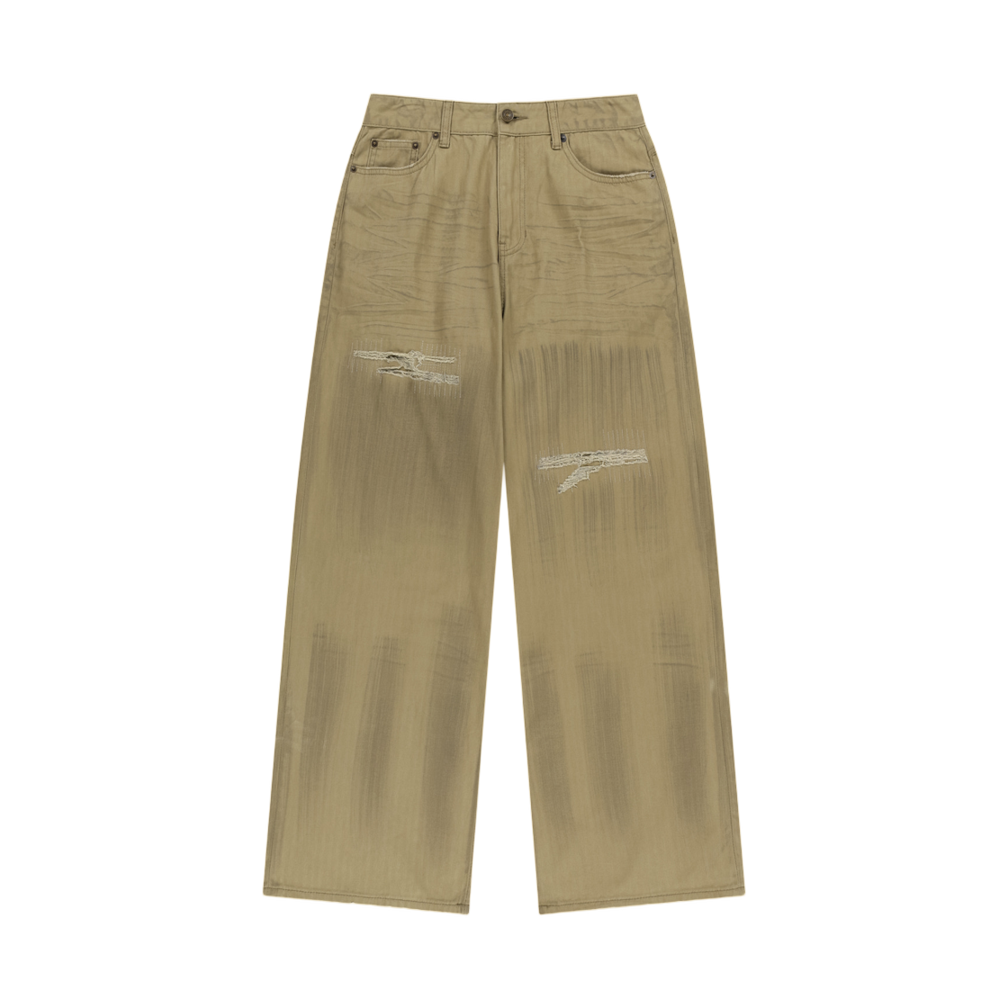 MK2677DN028MBE (W) Matin Kim Distressed Herringbone Wide Pants In Beige