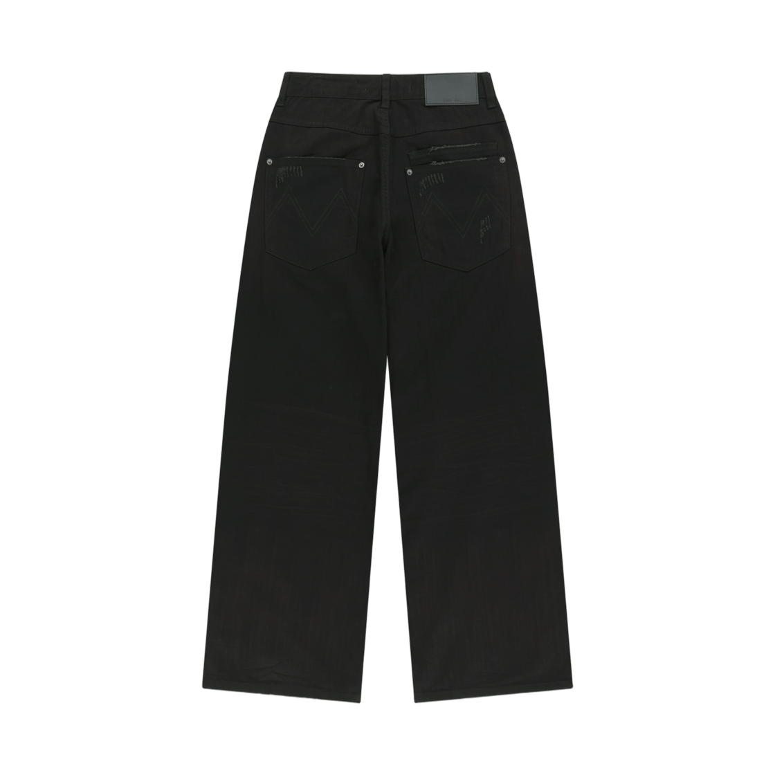 (W) 마뗑킴 디스트레스드 헤링본 와이드 팬츠 블랙((W) Matin Kim Distressed Herringbone Wide Pants In Black) - 2