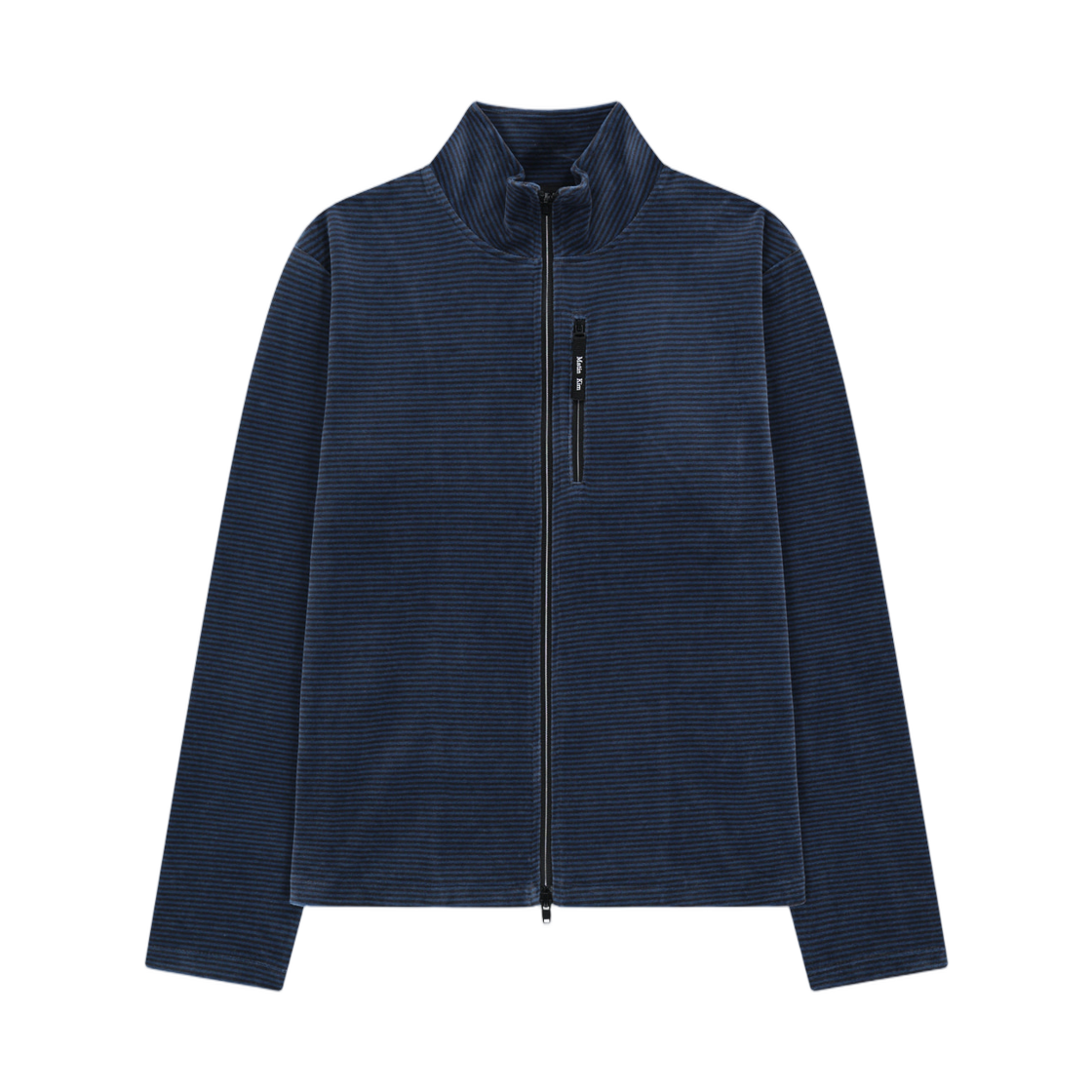 MK269OJP335UNA Matin Kim Striped Velour Zip Up In Navy