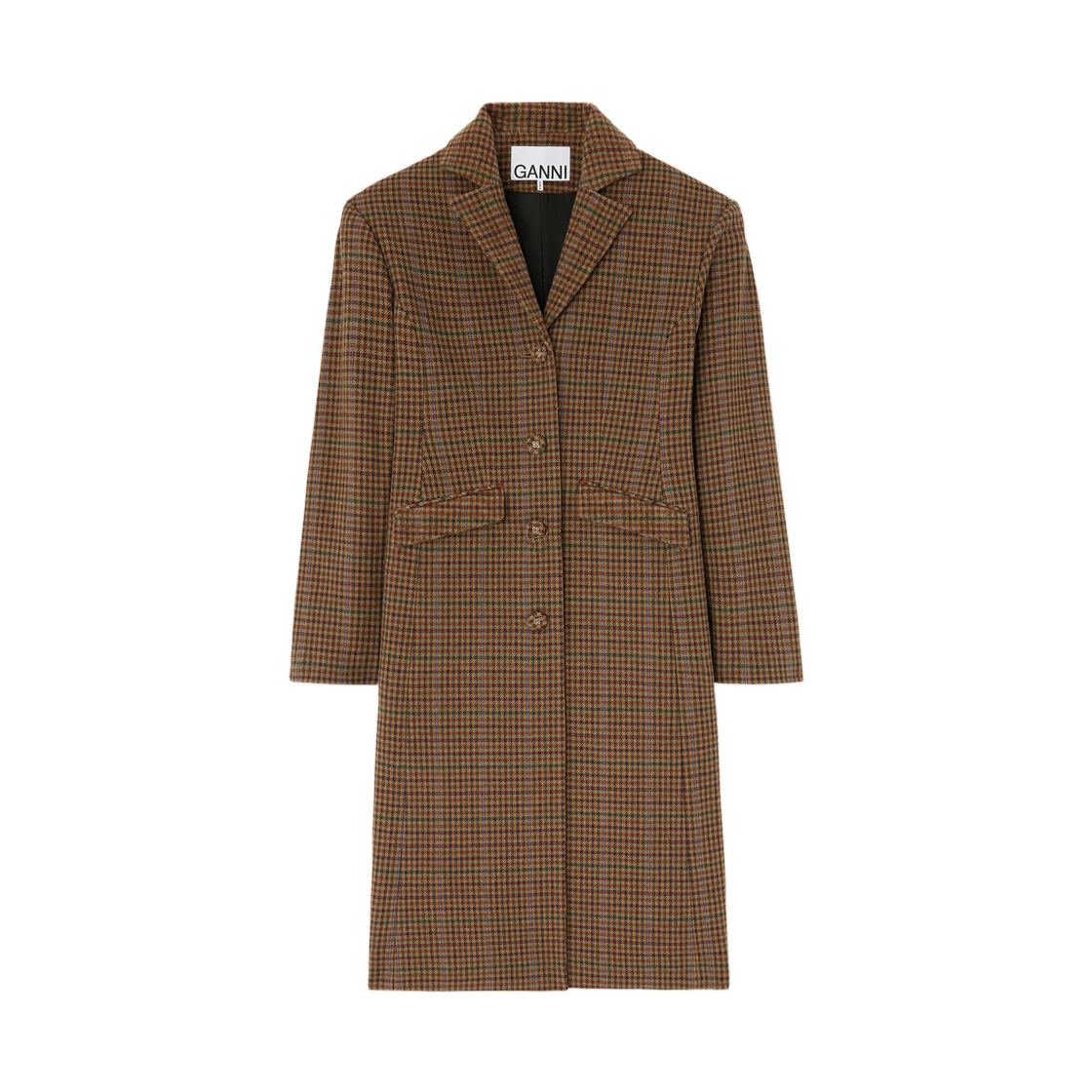 (W) 가니 코트 체크 트윌 멀티컬러((W) Ganni Coat in Check Twill Multicolour)
