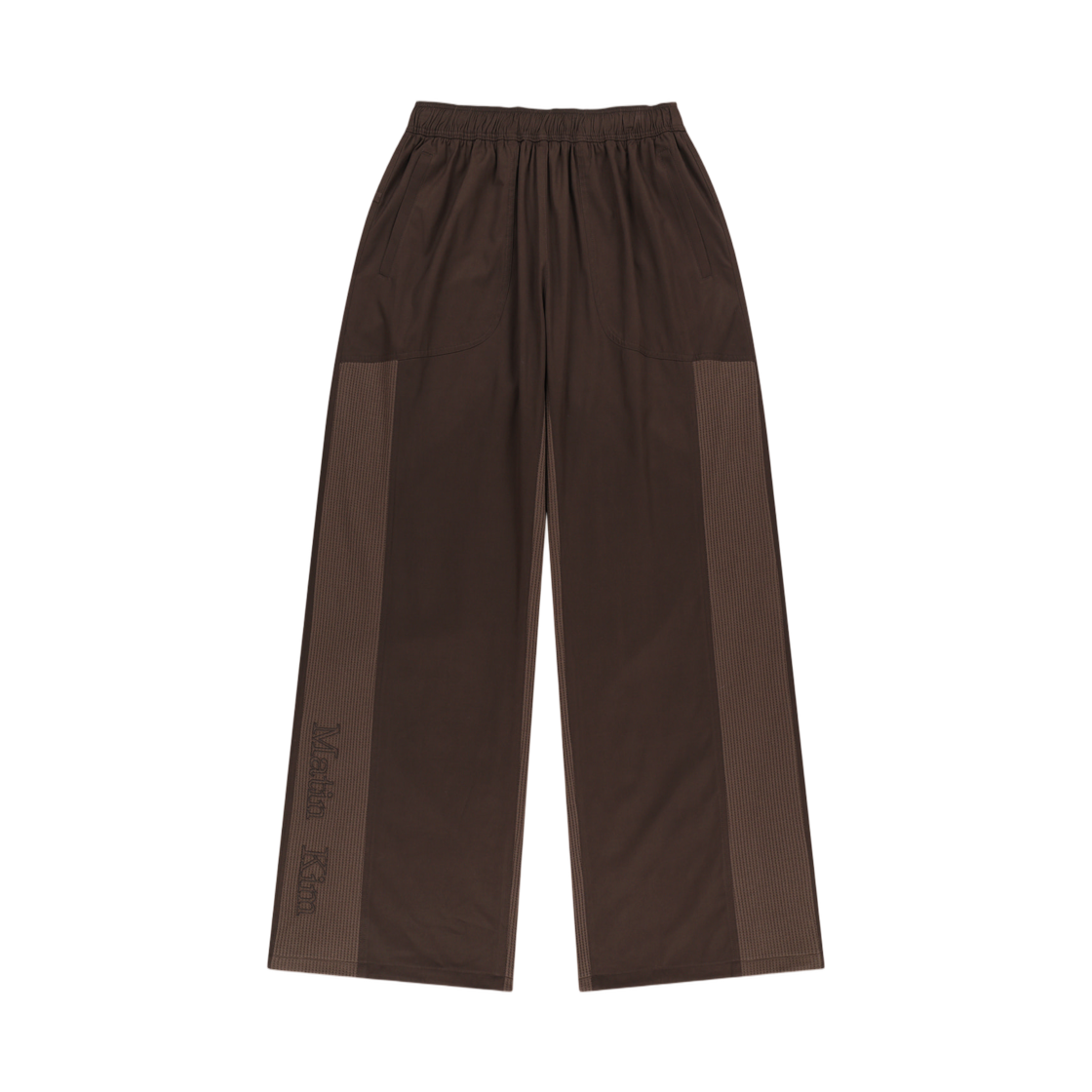 MK2677PT321UBR Matin Kim Waffle Color Block Track Pants In Brown