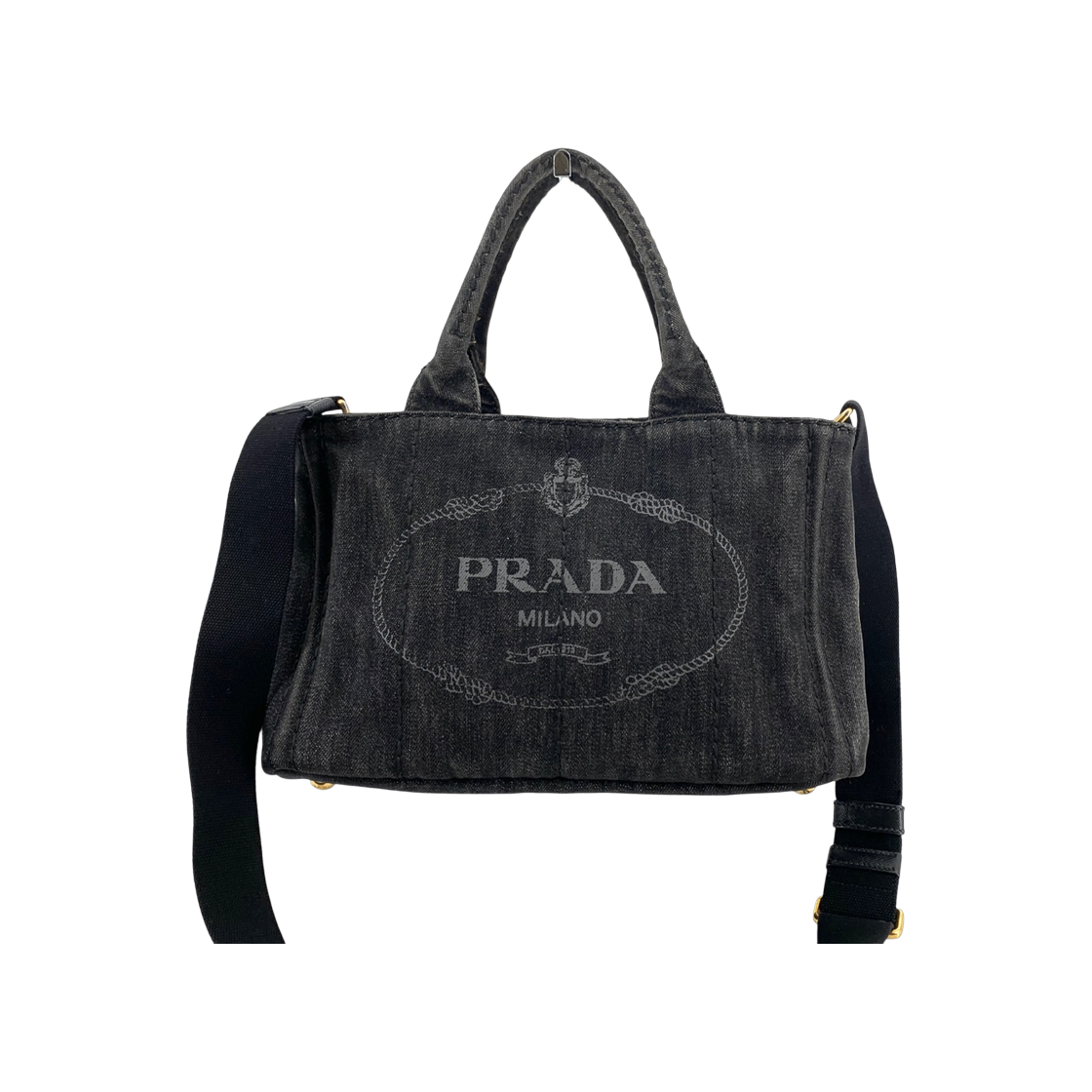 ITDH8P5AASPM Prada Denim Kanapa Tote Shoulder Bag