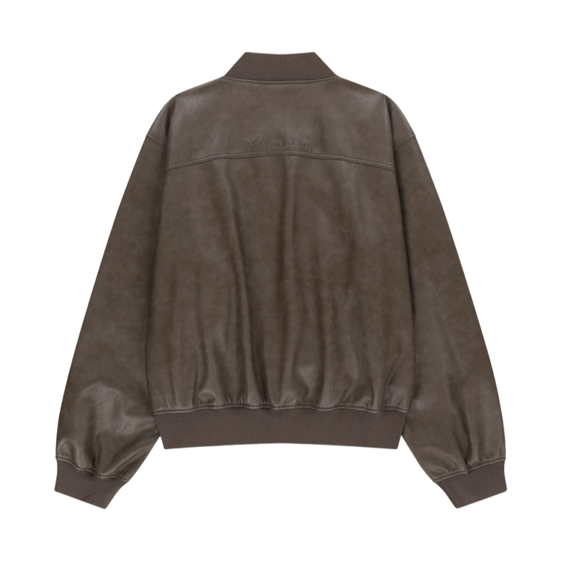 마뗑킴 포우 레더 립 칼라 블루종 브라운(Matin Kim Faux Leather Rib Collar Blouson In Brown) - 2