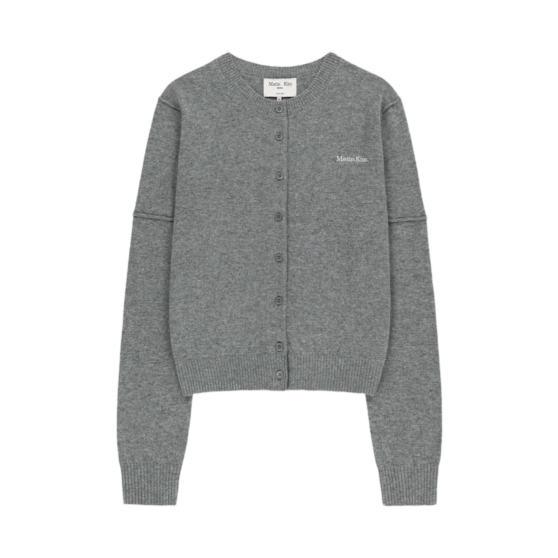 MK2600CD022MGY (W) Matin Kim Cashmere Blended Cutline Round Cardigan In Grey