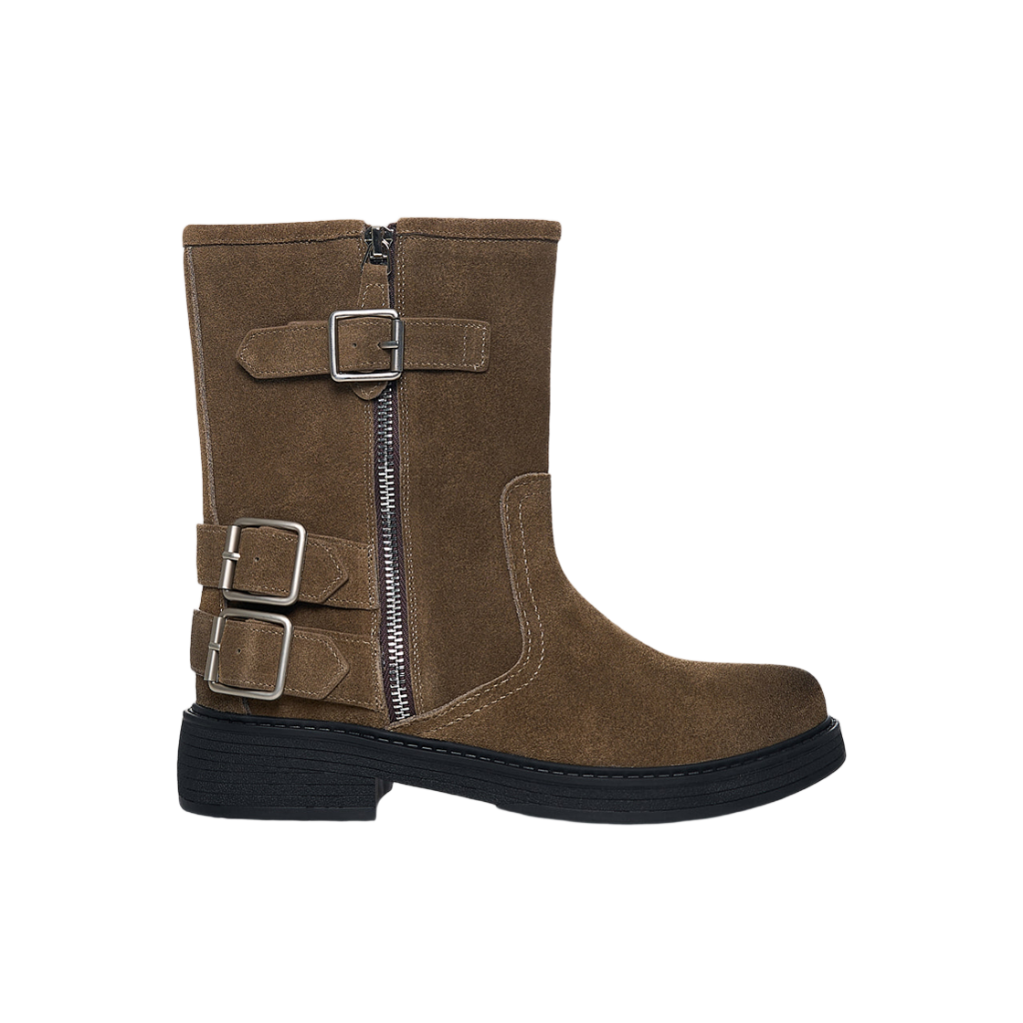 MK2677SO001MKH (W) Matin Kim Vintage Washed Biker Ankle Boots In Khaki