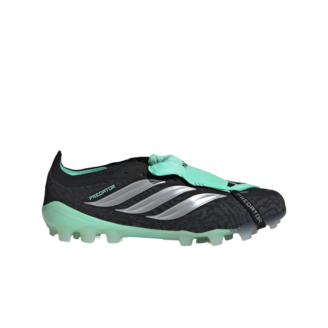 IH1992 Adidas Predator Elite Foldover Tongue AG Soccer Cleats Core Black Silver Metallic