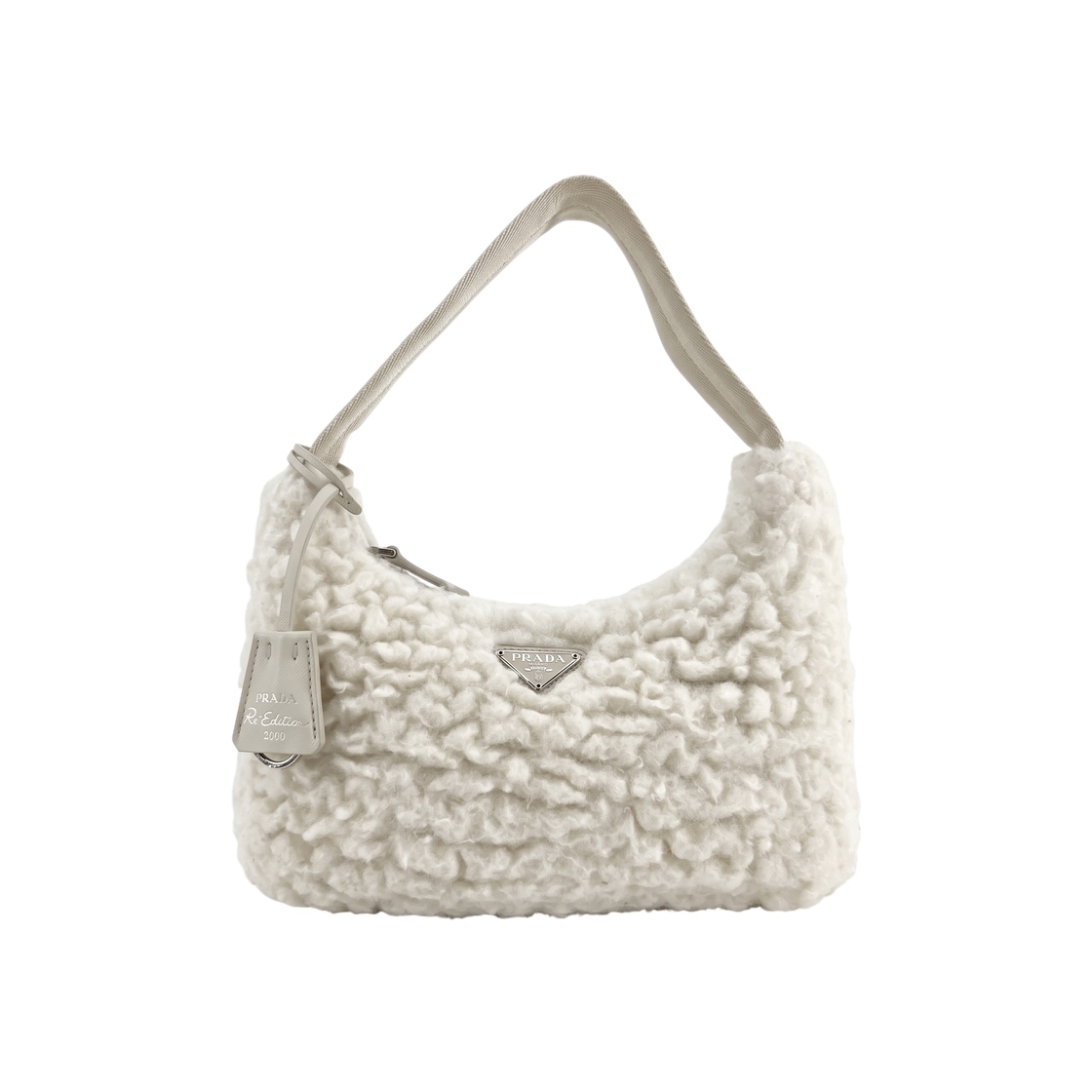 프라다 삼각로고 양털 시어링 미니백 호보백(Prada Triangle Logo Shearling Mini Hobo Bag) - 1