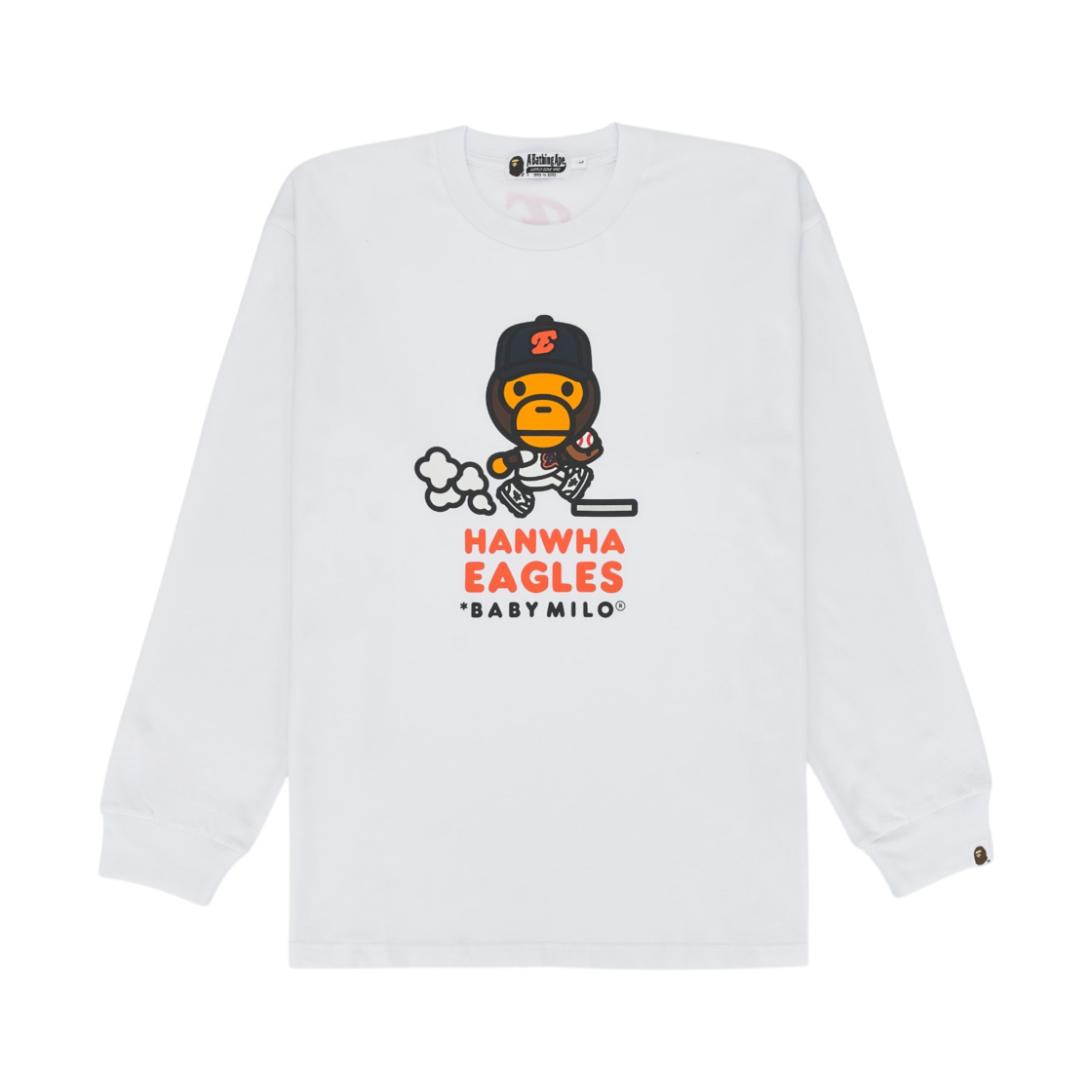 베이프 x 한화 이글스 마일로 그래픽 롱슬리브 티셔츠 화이트(BAPE x Hanwha Eagles Milo Graphic L/S T-Shirt White) - 1