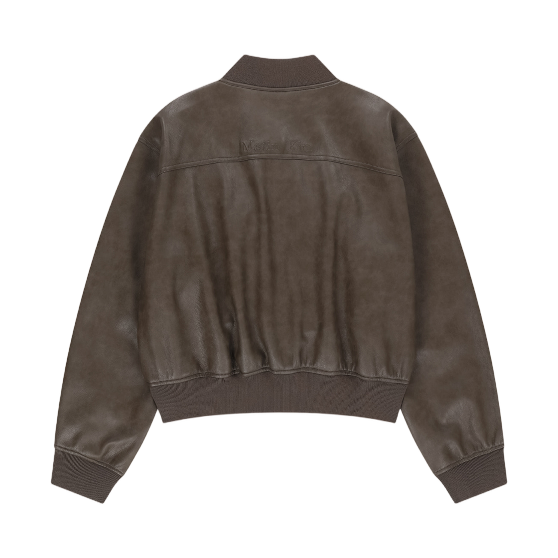 (W) 마뗑킴 포우 레더 립 칼라 블루종 브라운((W) Matin Kim Faux Leather Rib Collar Blouson In Brown) - 2