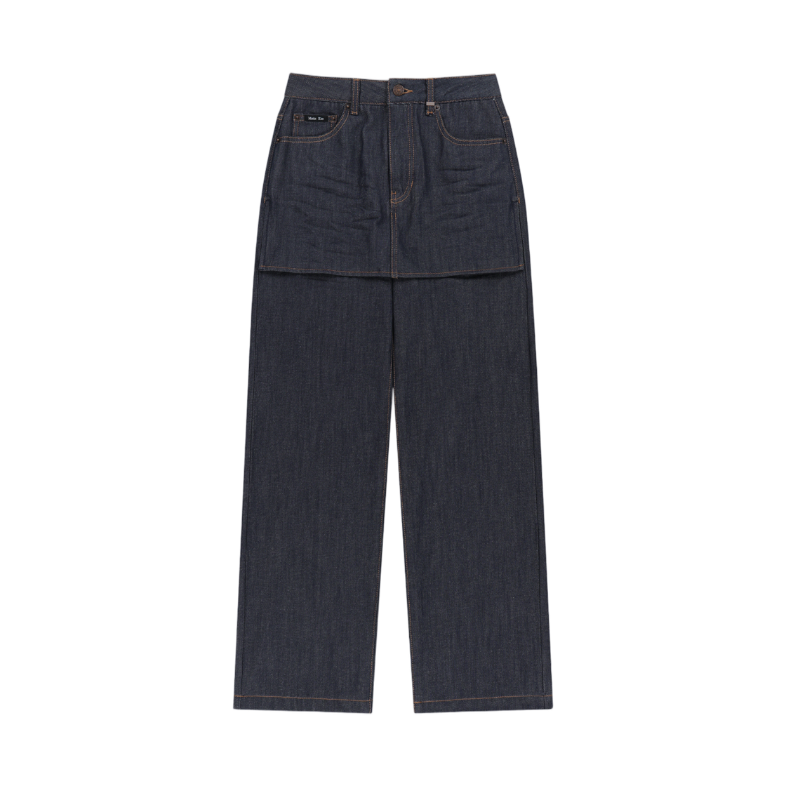 MK2677DN025MDV (W) Matin Kim Skirt Overlay Denim Pants In Dark Navy