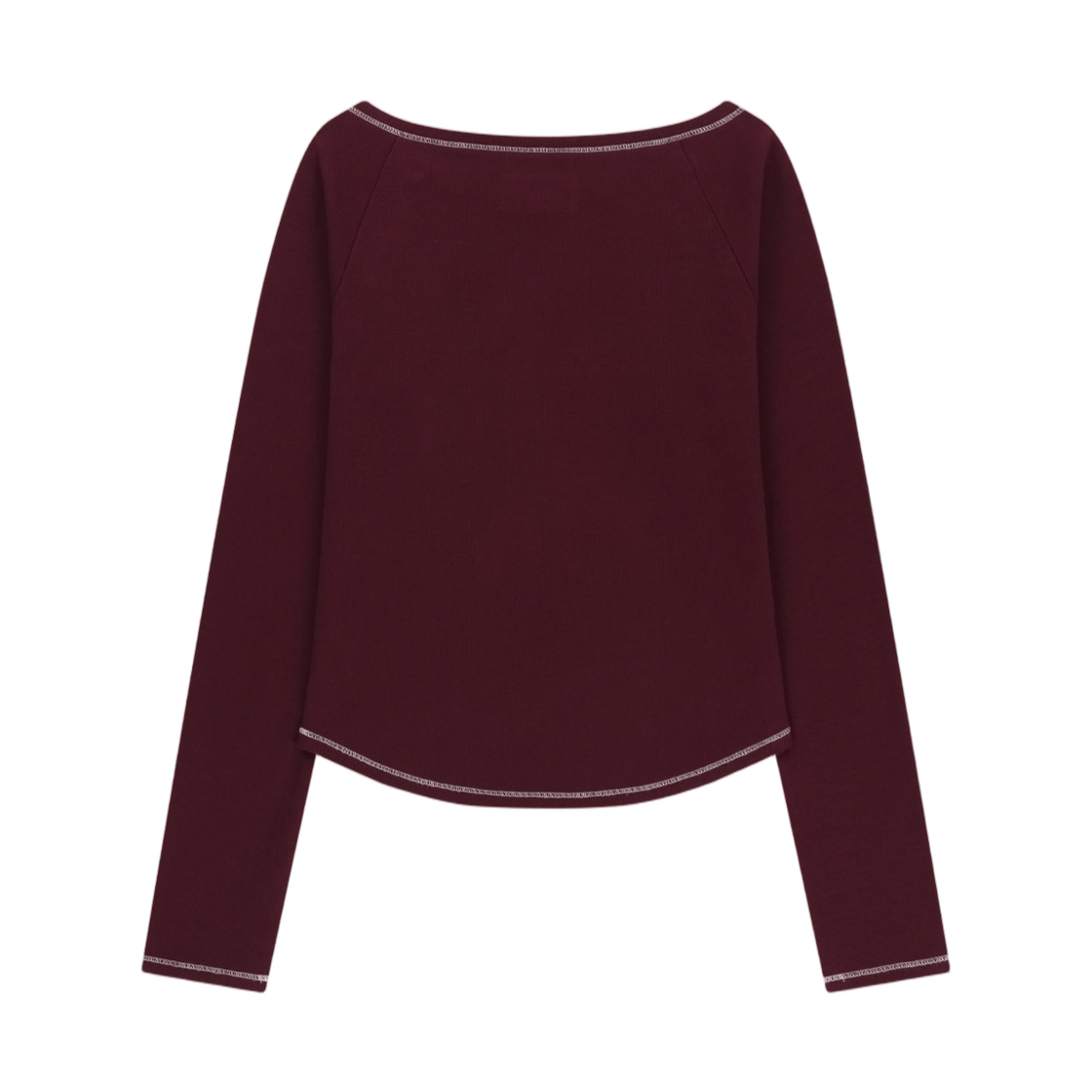 (W) 마뗑킴 로고 아플리케 버튼 디테일 래글런 탑 와인((W) Matin Kim Logo Applique Button Detail Raglan Top In Wine) - 2