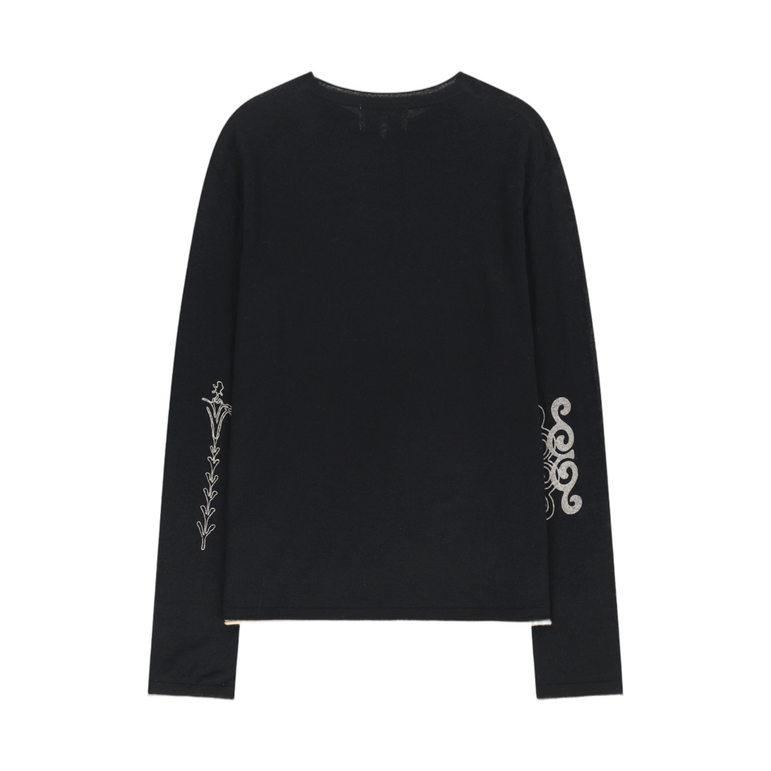 (W) 마뗑킴 슬리브 그래픽 시어 니트 풀오버 블랙((W) Matin Kim Sleeve Graphic Sheer Knit Pullover In Black) - 2
