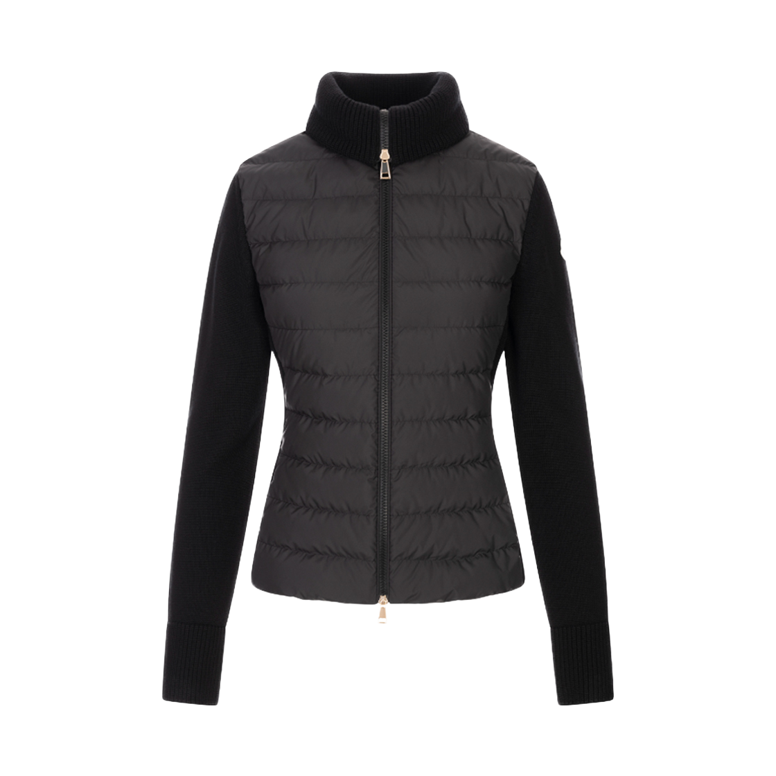 9B000 35 M1131 999 [15% 쿠폰] Moncler Logo Patch Knit Mix High-Neck Zip-Up Down Jacket Black - 25FW