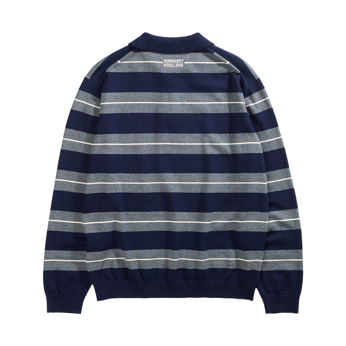 건지울른스 캐시미어 블렌드 스트라이프 카라 니트 네이비(Guernsey Woollens Cashmere Blend Stripe Polo Knit Navy) - 2
