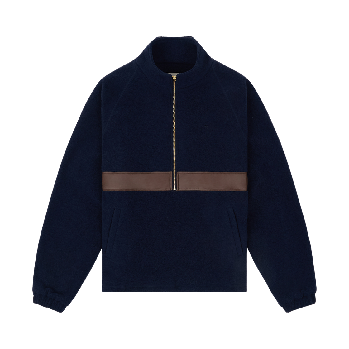 스트레인저 릴렉스드 핏 레더 패치 플리스 집업 재킷 네이비(STRANGER Relaxed Fit Leather Patch Fleece Zip Jacket Navy)