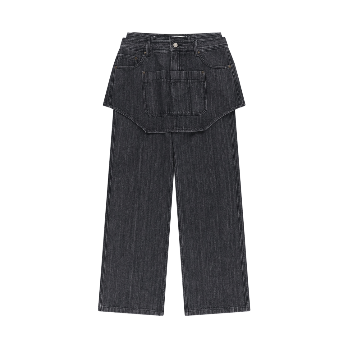 MK269ODN030MBB (W) Matin Kim Apron Layered Denim Pants In Black