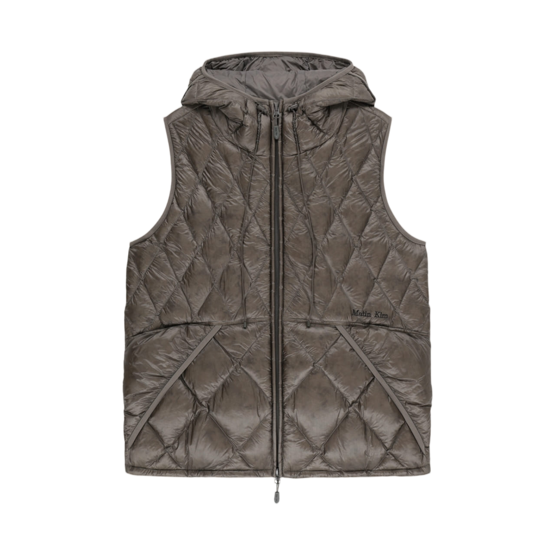 MK269OVT305UGY Matin Kim Mix Quilted Light Down Vest In Grey