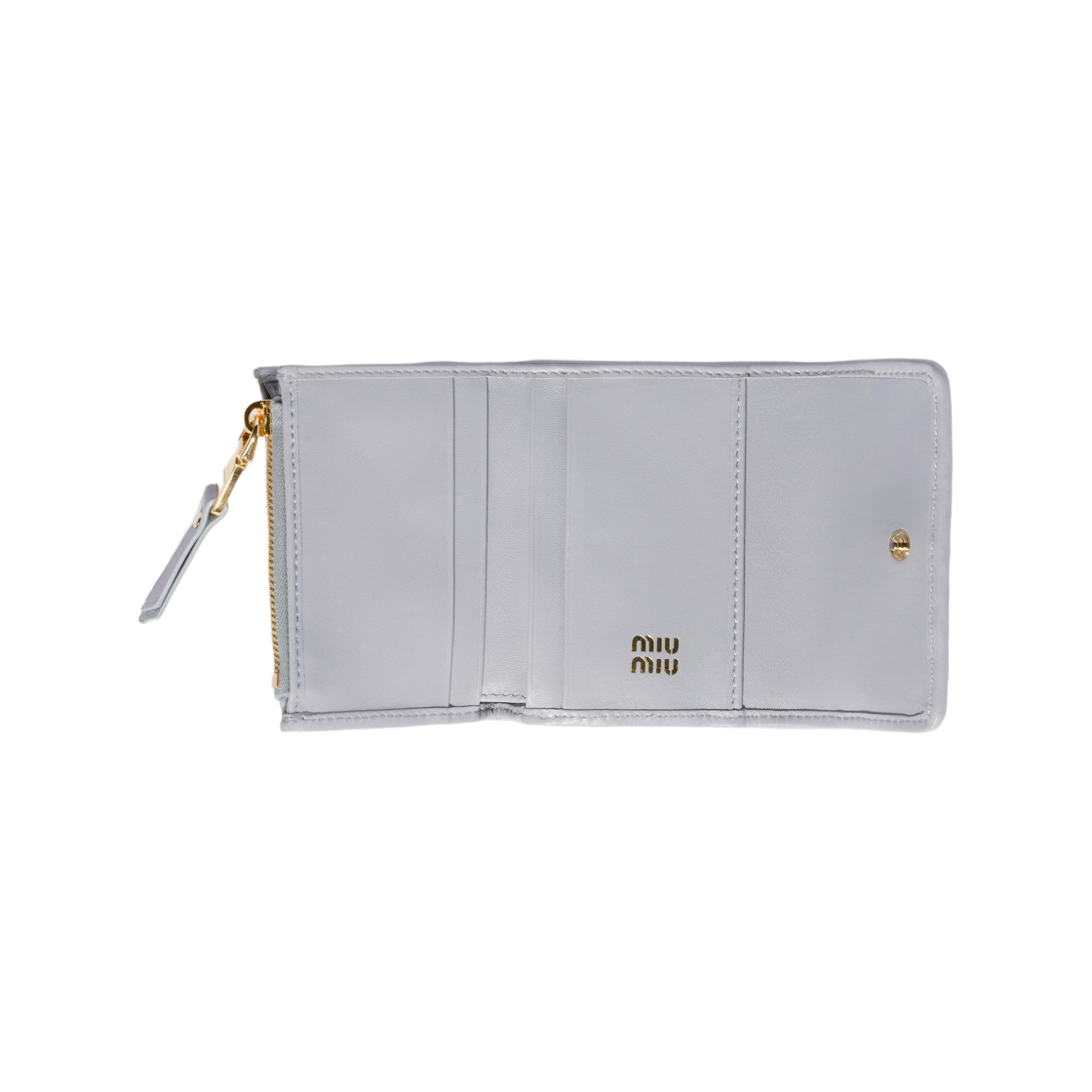 미우 미우 마테라쎄 나파 레더 스몰 월렛 펄 그레이(Miu Miu Matelasse Nappa Leather Small Wallet Pearl Gray) - 2