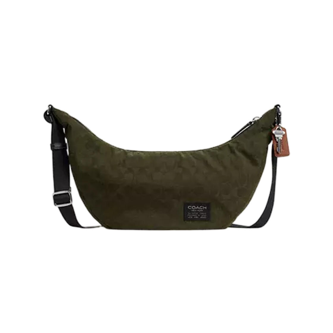 CFN99-C9E Coach Leon Sling Bag in Signature Nylon Jacquard Dark Moss