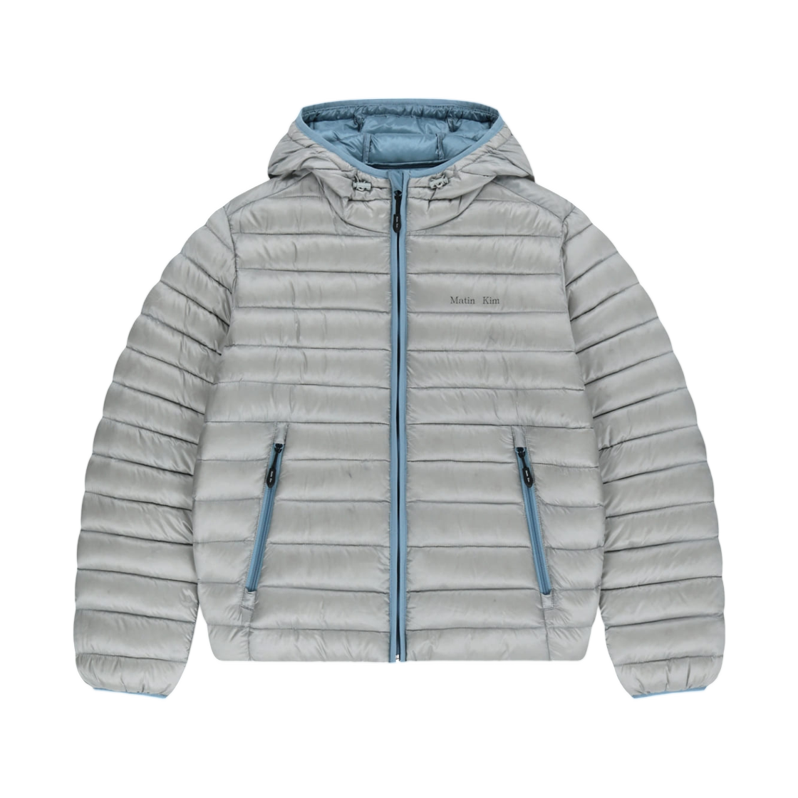 MK269ODW301ULG Matin Kim Contrast Trim Light Down Hoody Jumper In Light Grey